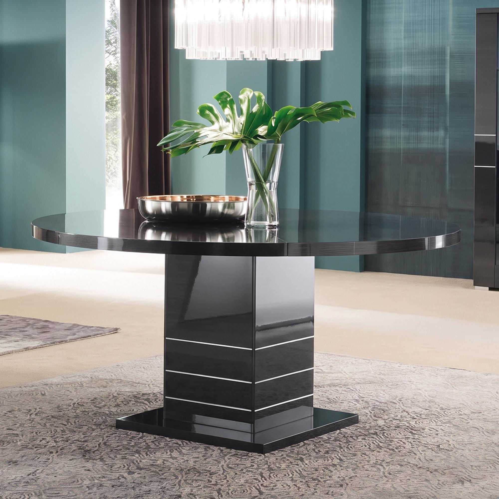Versilia Round Pedestal Dining Table - 6 Seater - 160cm - Black