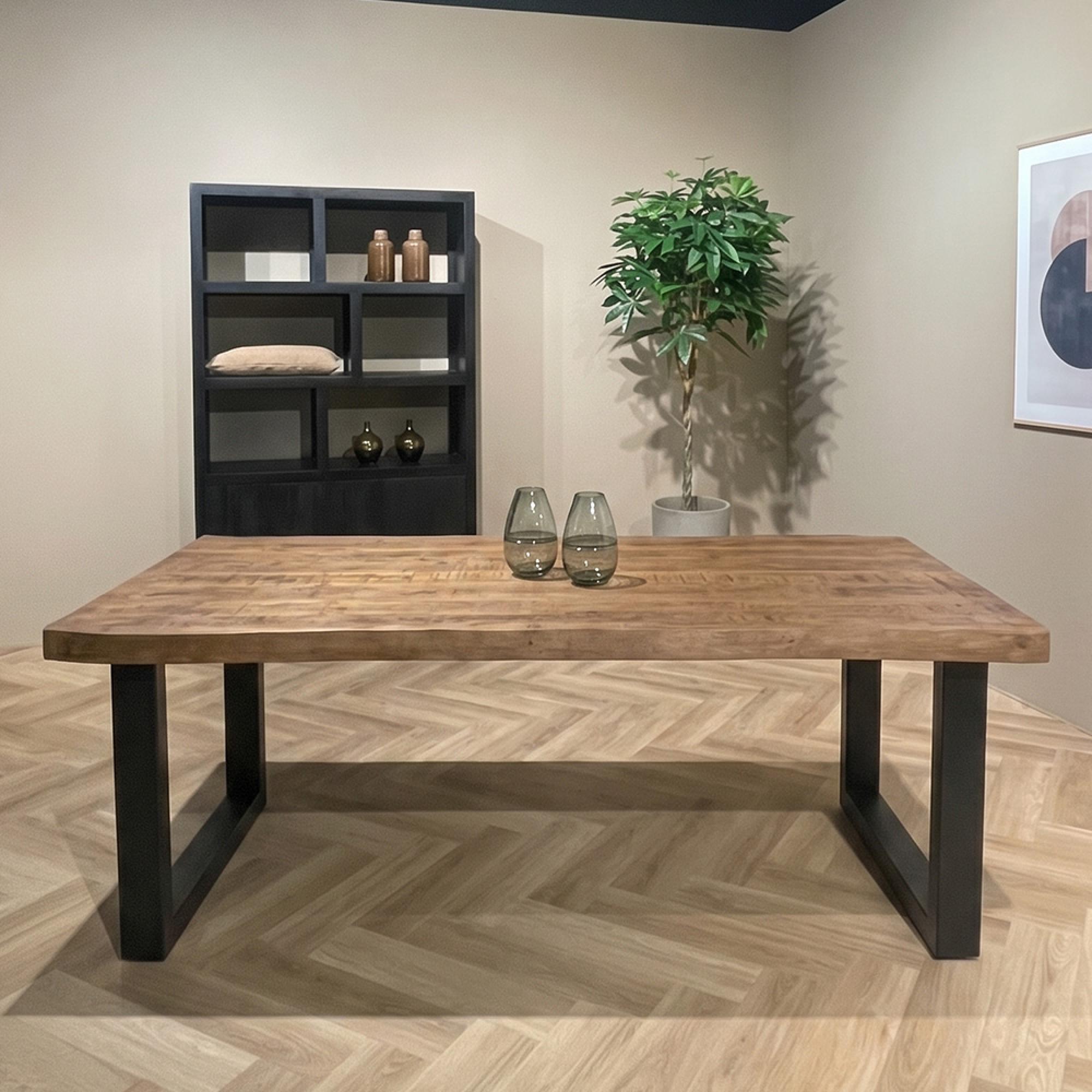 Sturdy Dining Table - 160cm - 6 Seater - U Legs - Natural - Mango Wood