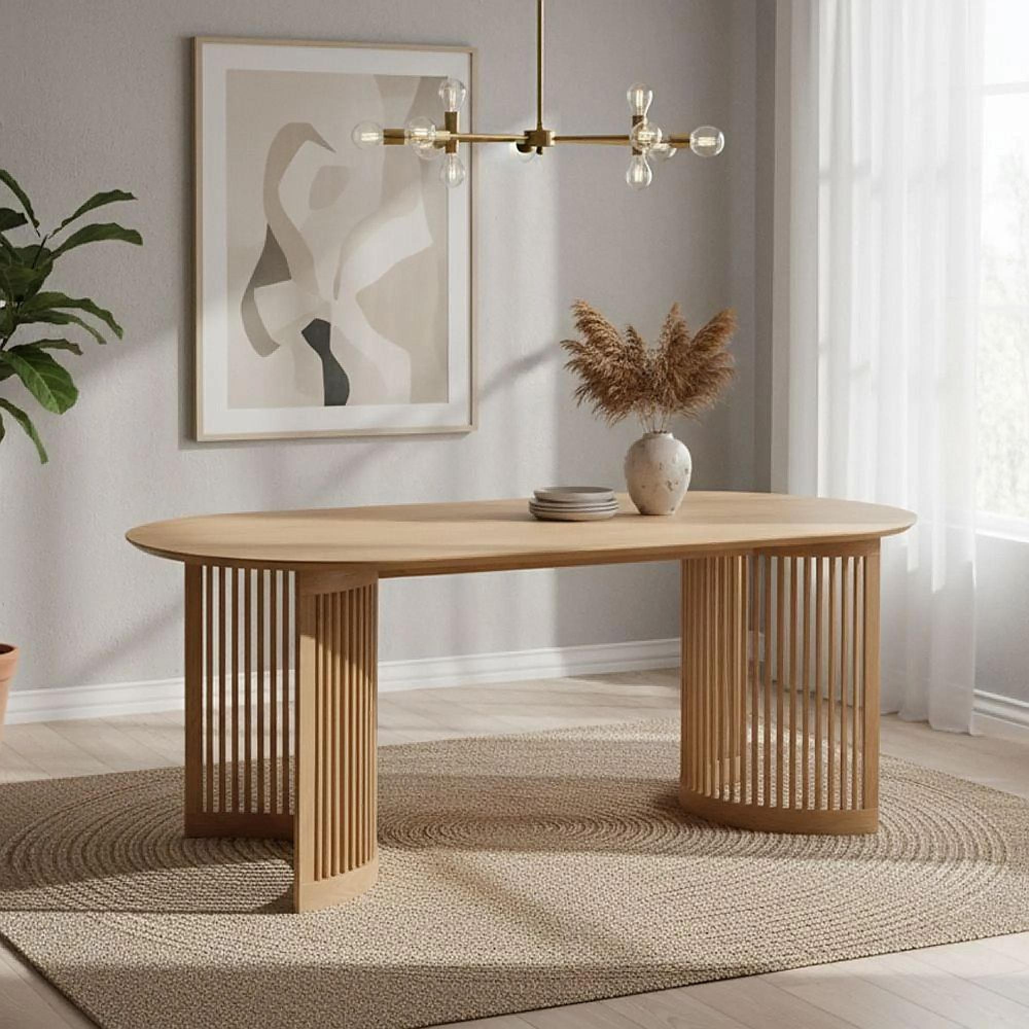 Clearance - Soho Dining Table - Oval - Slatted Base - 8 Seater - 200cm - Oak - FSS17483
