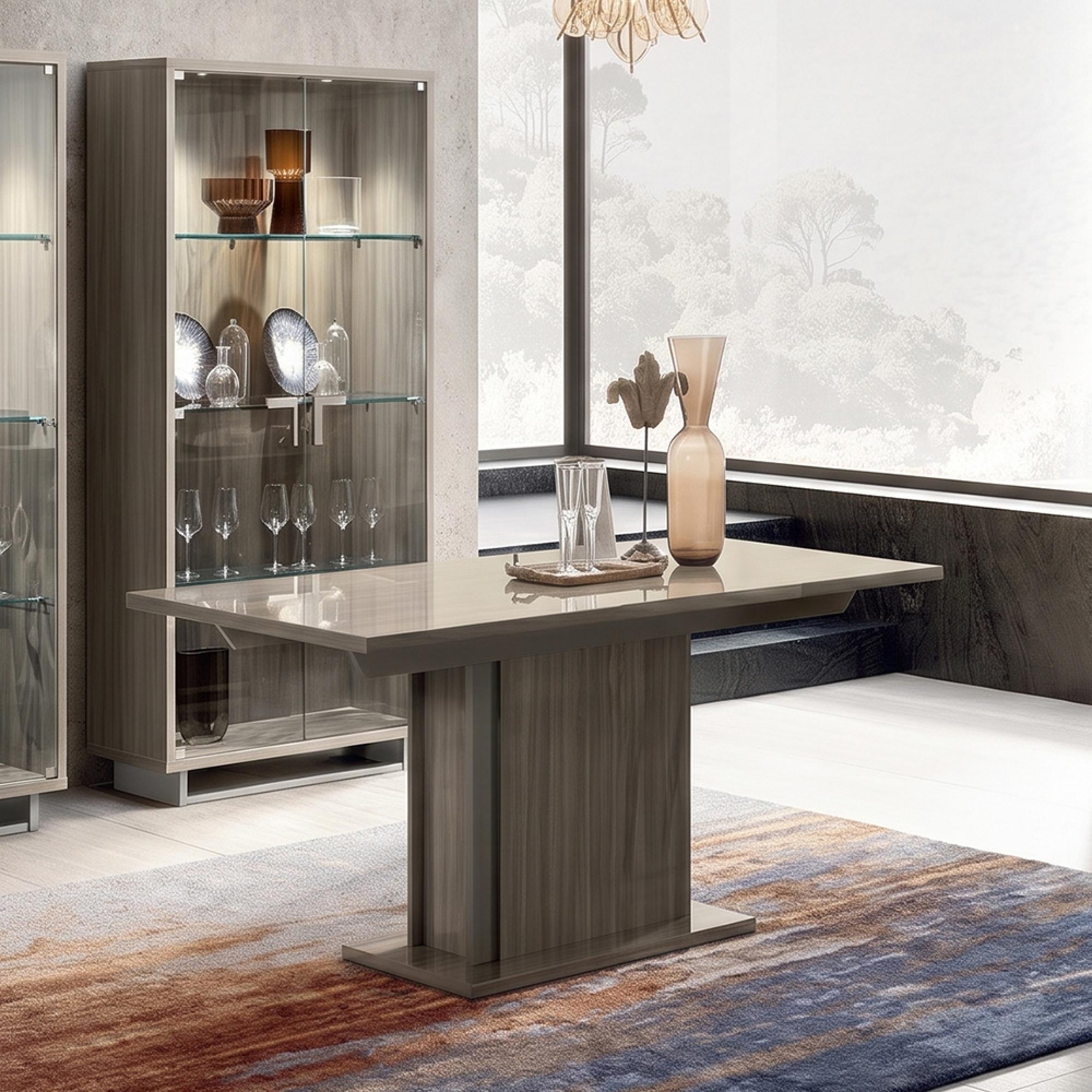 Volare Italian Extending Dining Table - 145cm-235cm - 6-10 Seater - Pedestal - Venetian Grey