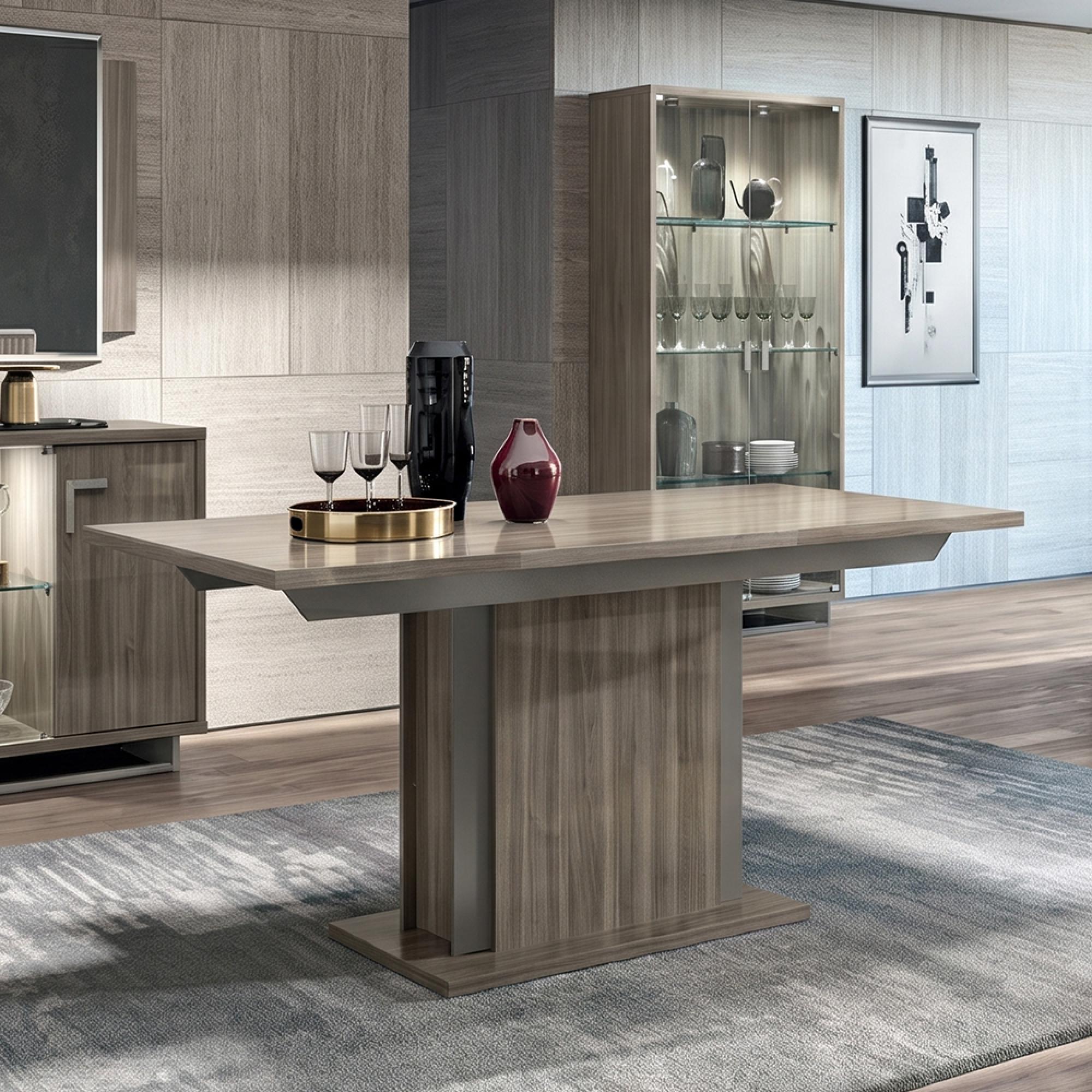 Volare Italian Extending Dining Table - 160cm-250cm - 6-10 Seater - Pedestal - Venetian Grey
