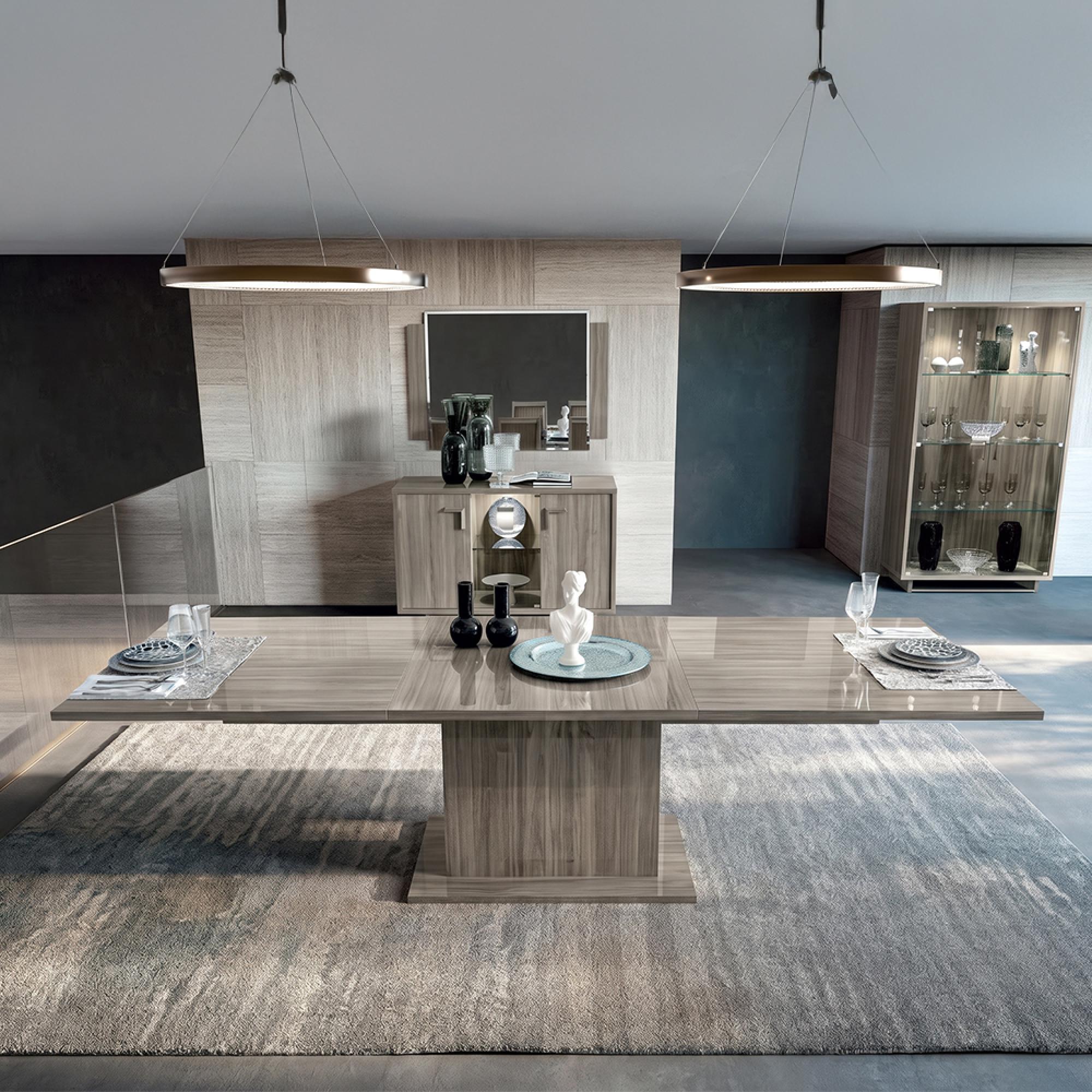 Volare Italian Extending Dining Table - 200cm-290cm - 8-12 Seater - Pedestal - Venetian Grey