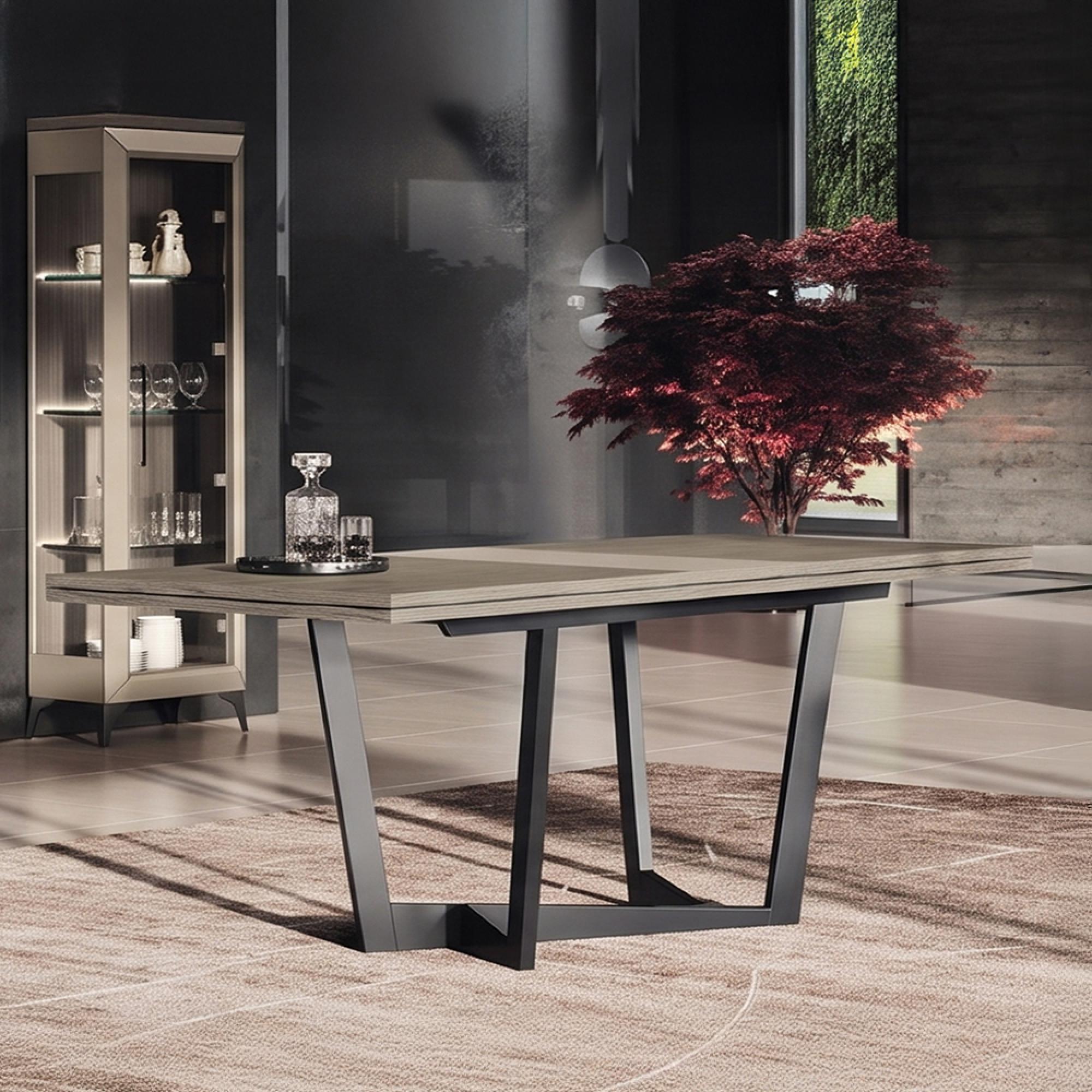 Prestige Italian Extending Dining Table - 160cm-250cm - 6-10 Seater - Urban Velvet and Rich Tobacco