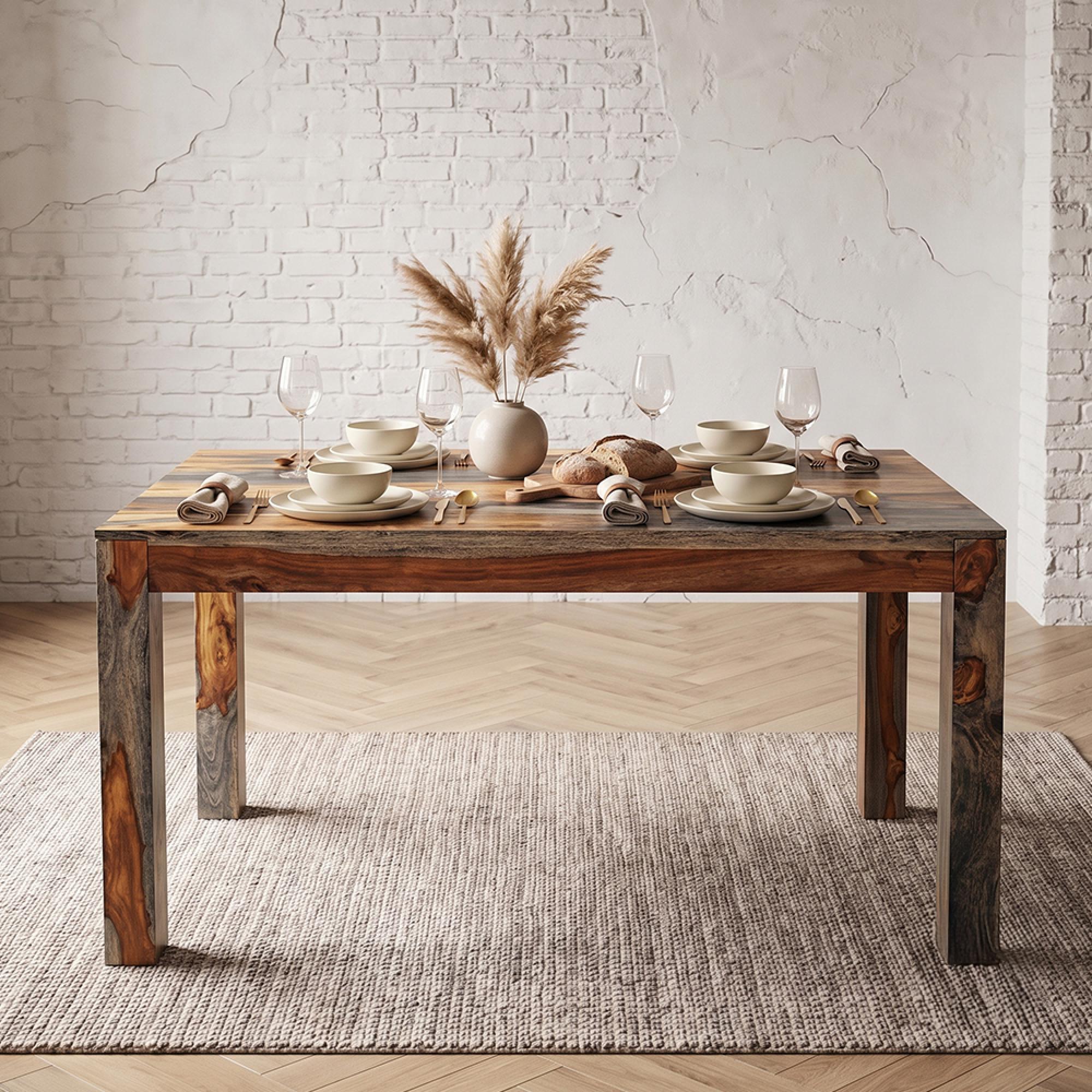 Cube Goa Petite Dining Table - 135cm - 4 Seater - Rustic Sheesham