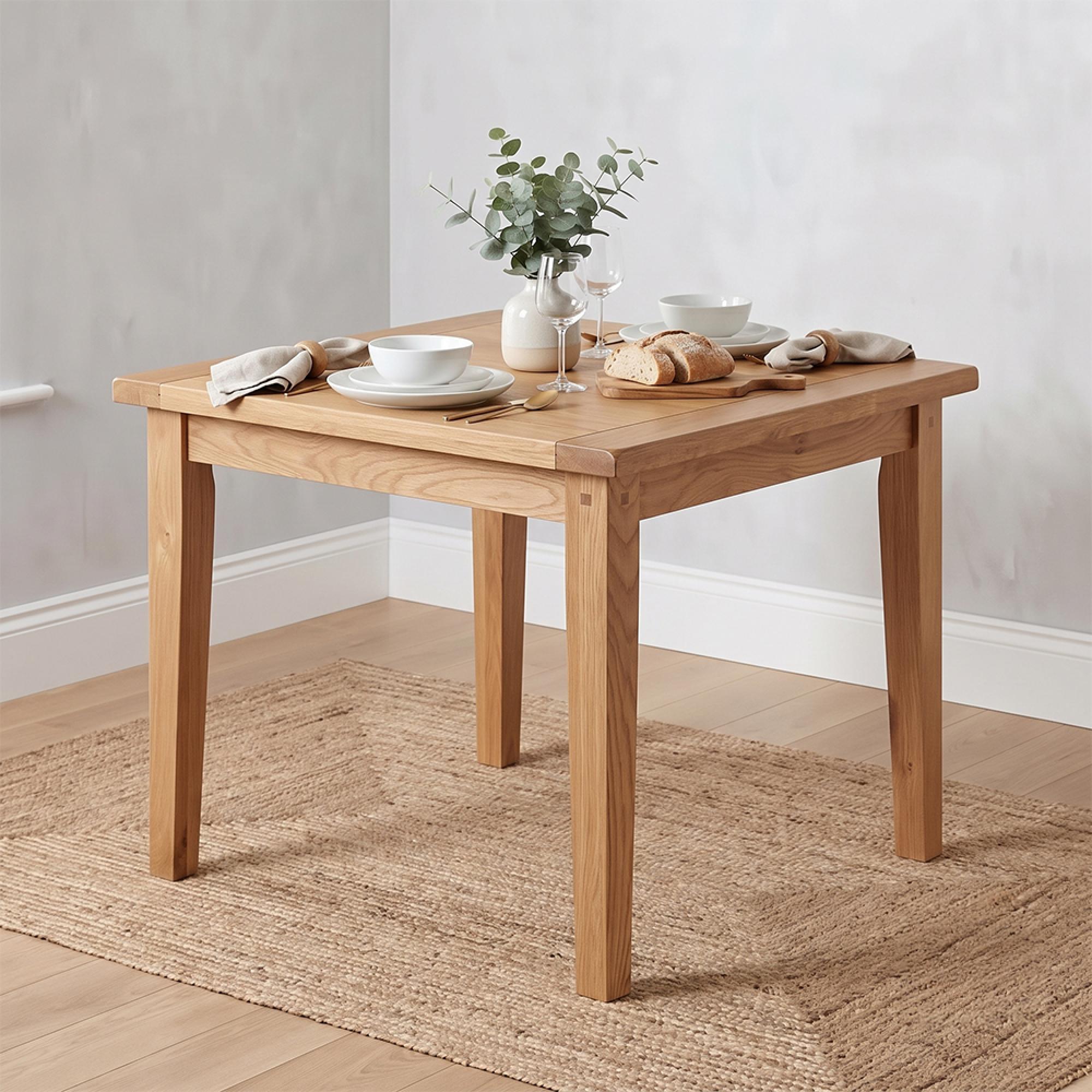 Melbourne Country Oak Dining Table - 90cm - 4 Seater - Square - Rustic