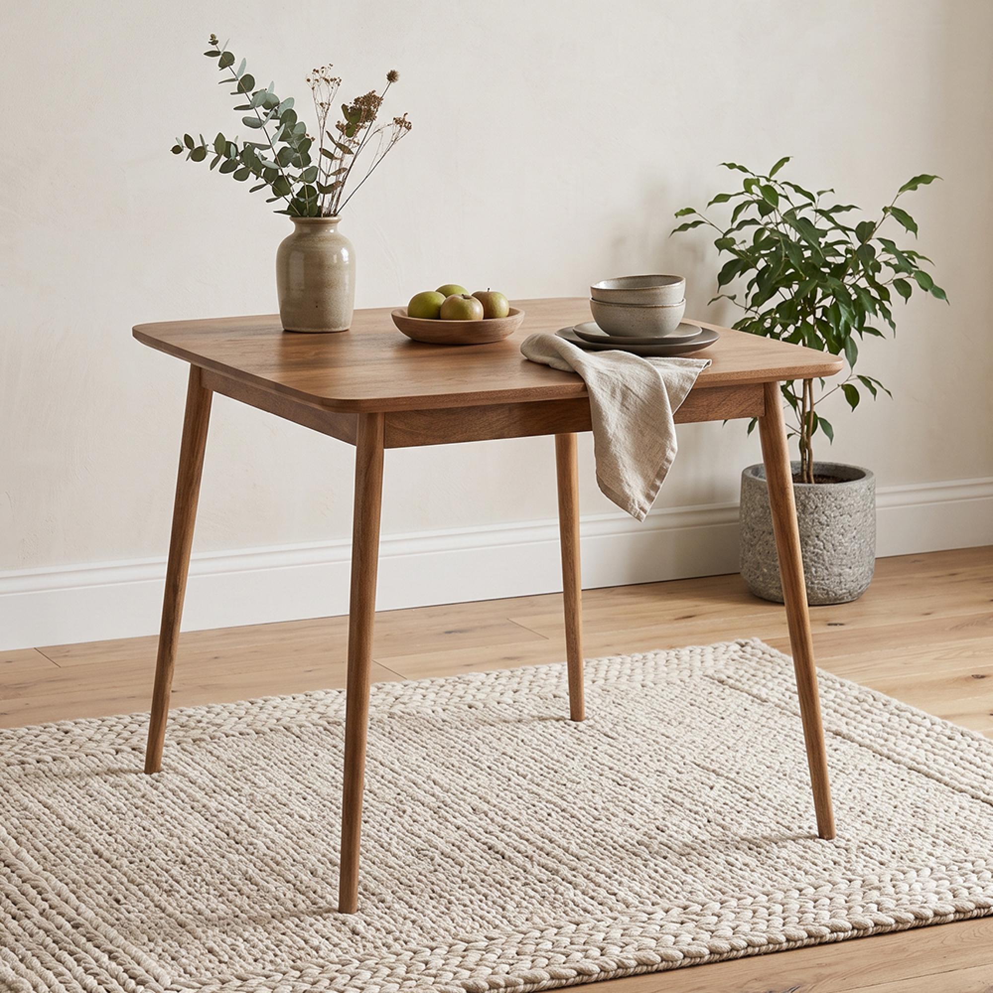 Surya Century Natural Mango Wood 4 Seater 90cm Square Dining Table