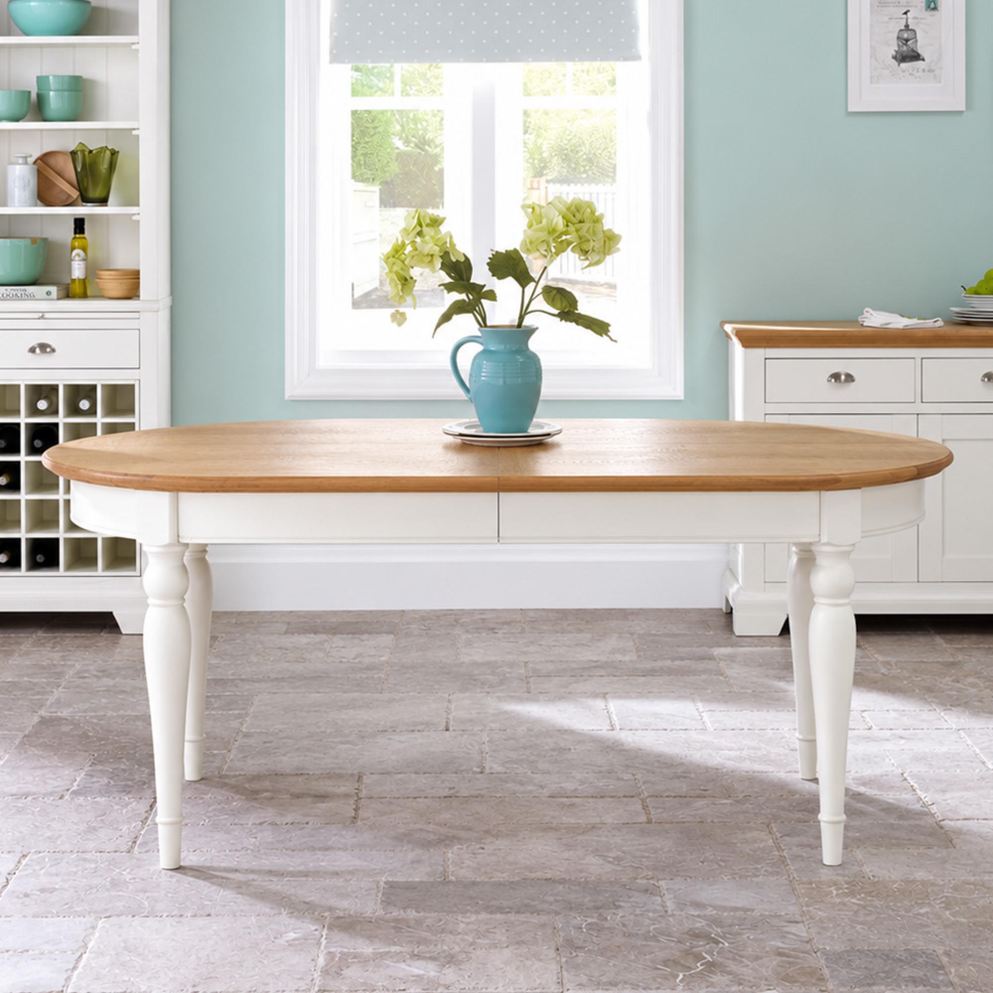 Hampstead Two Tone Round 4-6 Seater 120cm-165cm Extending Dining Table