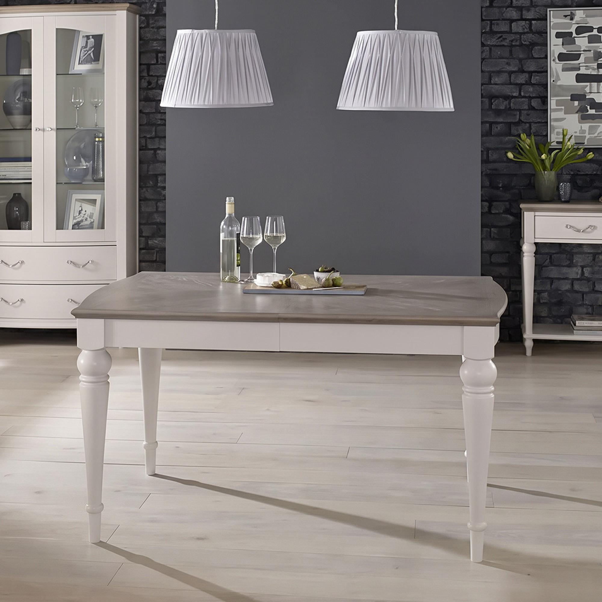 Montreux Grey Washed Oak and Soft Grey 4-6 Seater 140cm-180cm Extending Dining Table