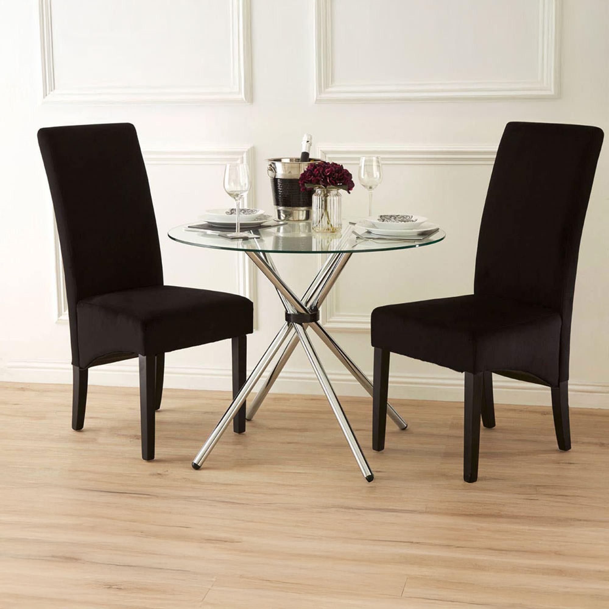Afton Dining Table - 2 Seater - 90cm - Round - Clear Glass