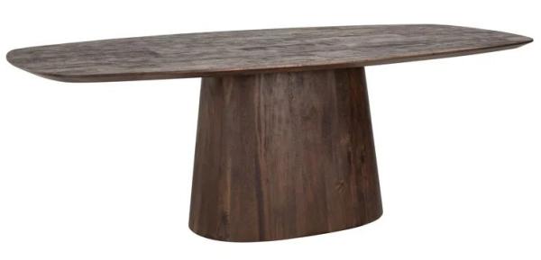Alix Danish Dark Wood 8 Seater Oval Pedestal Dining Table