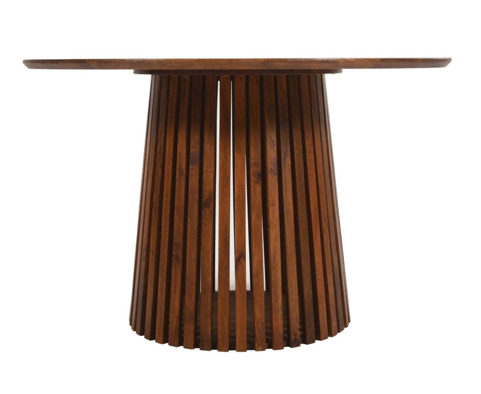 Amber Dining Table - 4 Seater - 120cm - Round - Slatted - Mango Wood