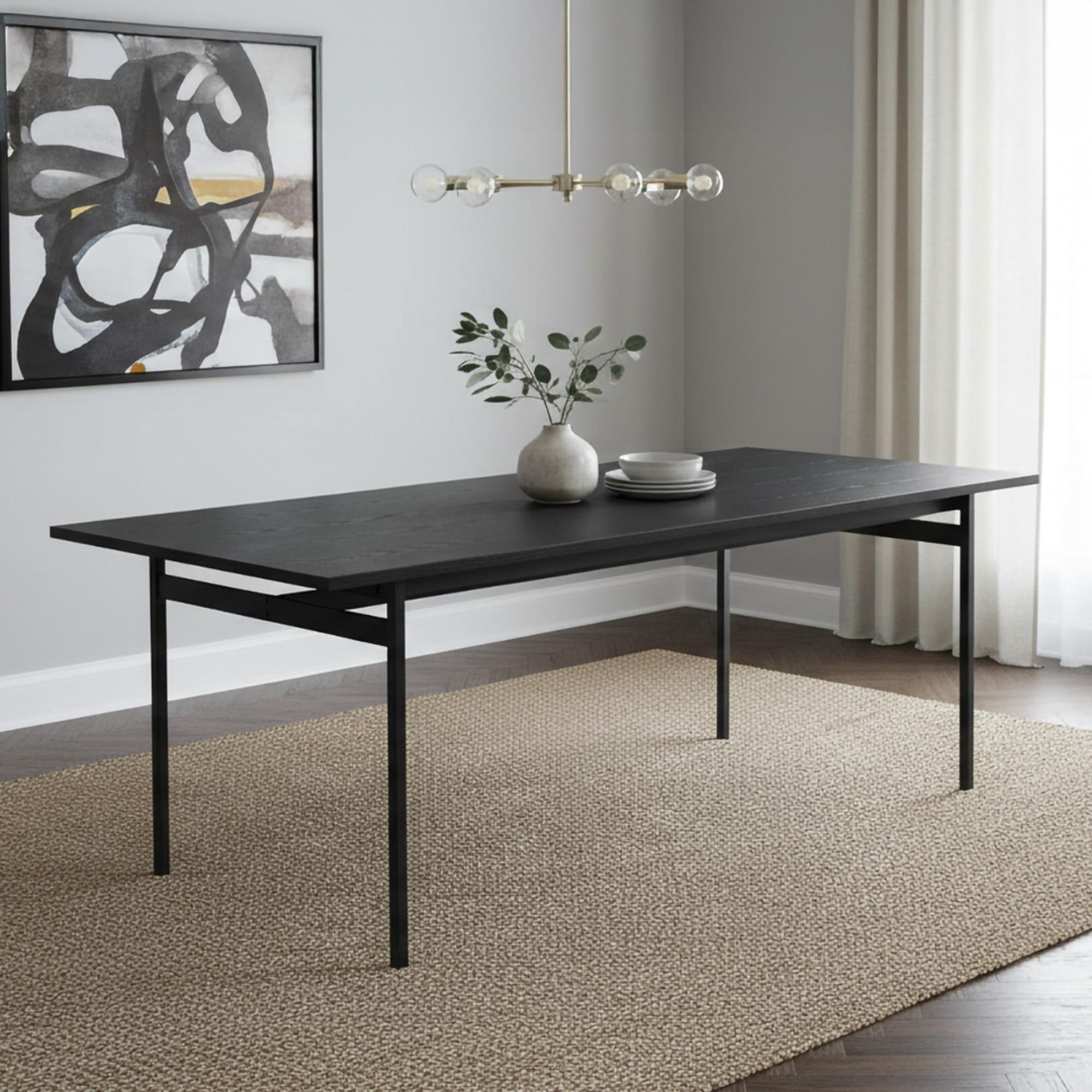 Angus Dining Table - 8 Seater - 200cm - Black Melamine