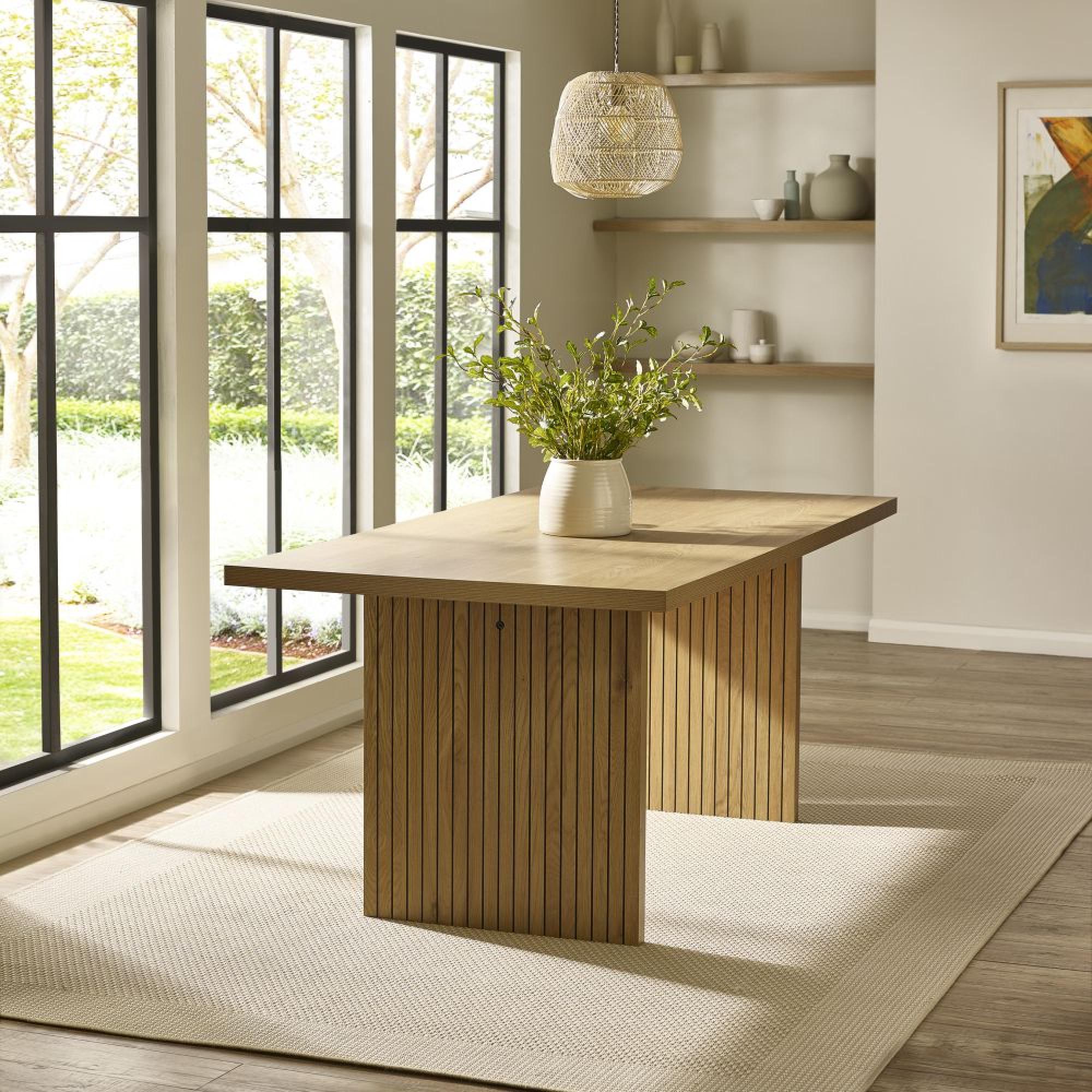 Arundel Dining Table - 6 Seater - 180cm - Fluted - Oak Effect