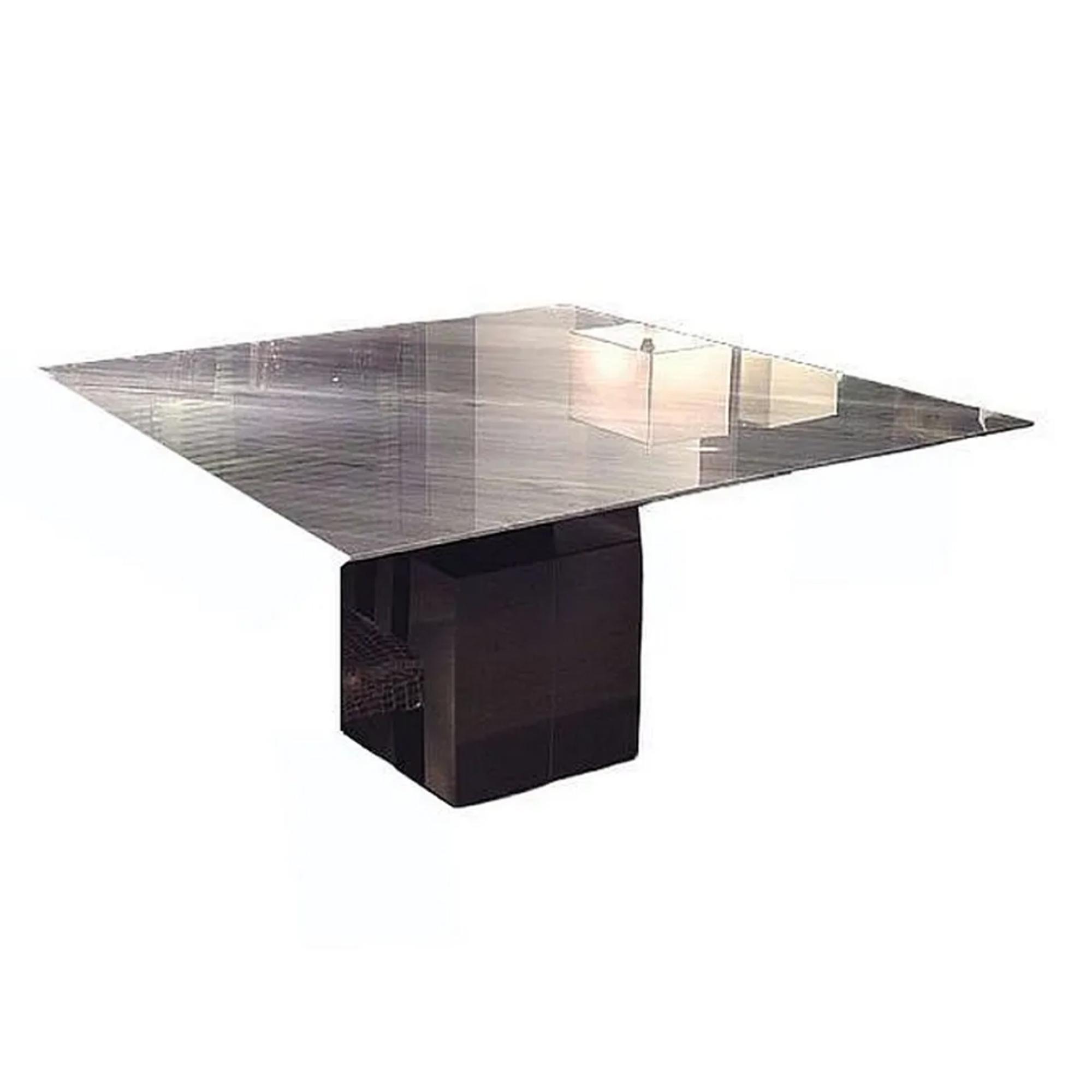 Athena Dining Table - Thin - 8 Seater - Square - Marble with Steel Pedestal Base - Variation Available