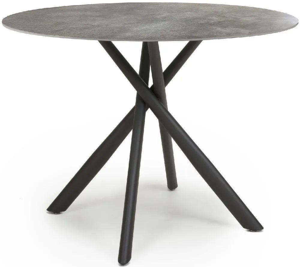 Avesta Dining Table - 4 Seater - 100cm - Round - Grey Marble Effect