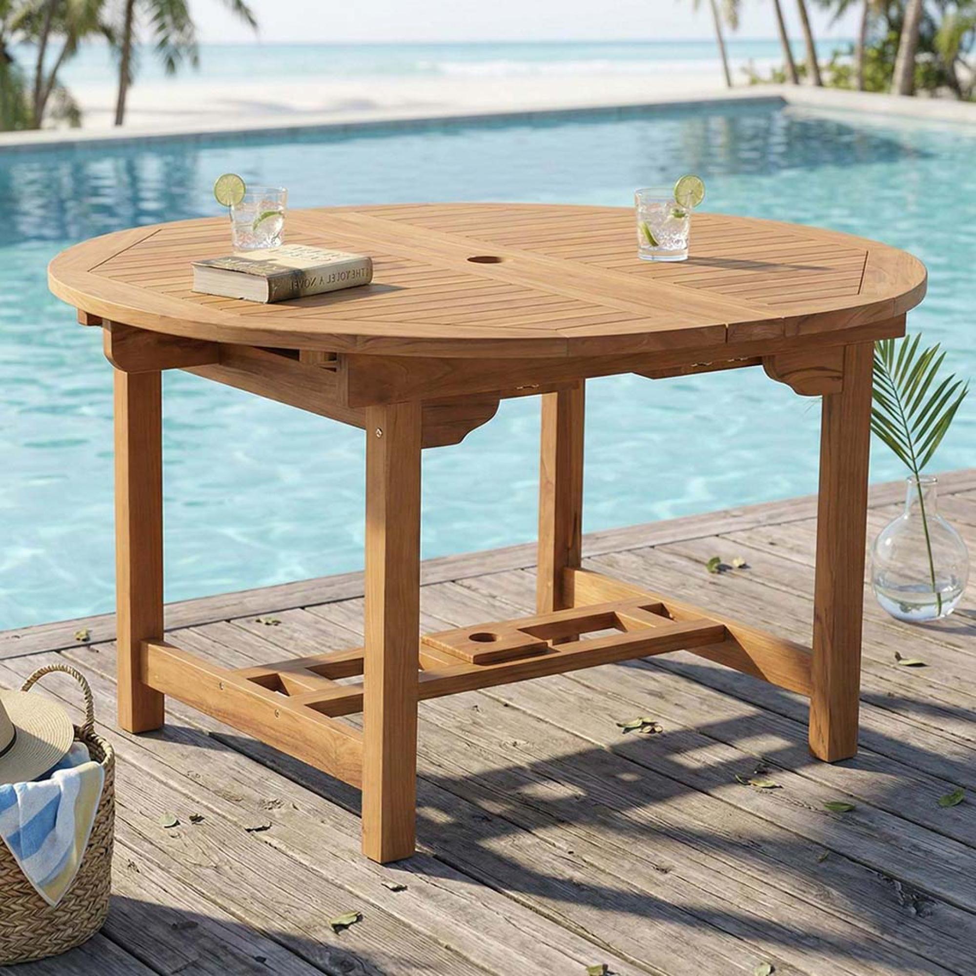 Avon Teak Oval Extending Dining Table - 130-180cm