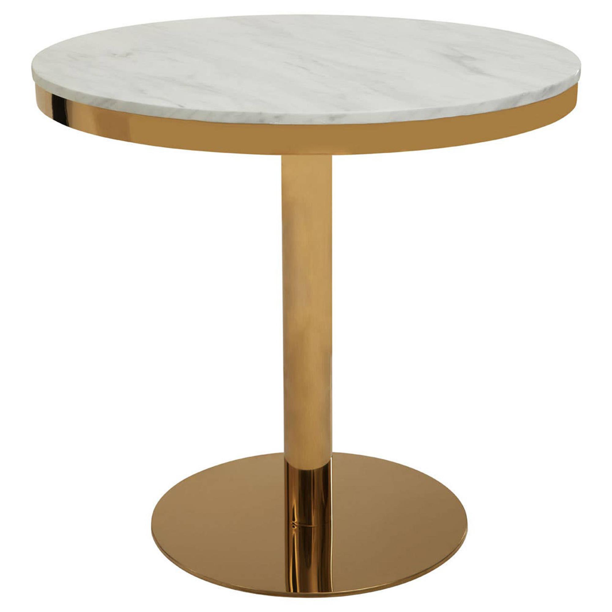 Azalea Dining Table - 2 Seater - 80cm - Round - White Marble with Gold Base