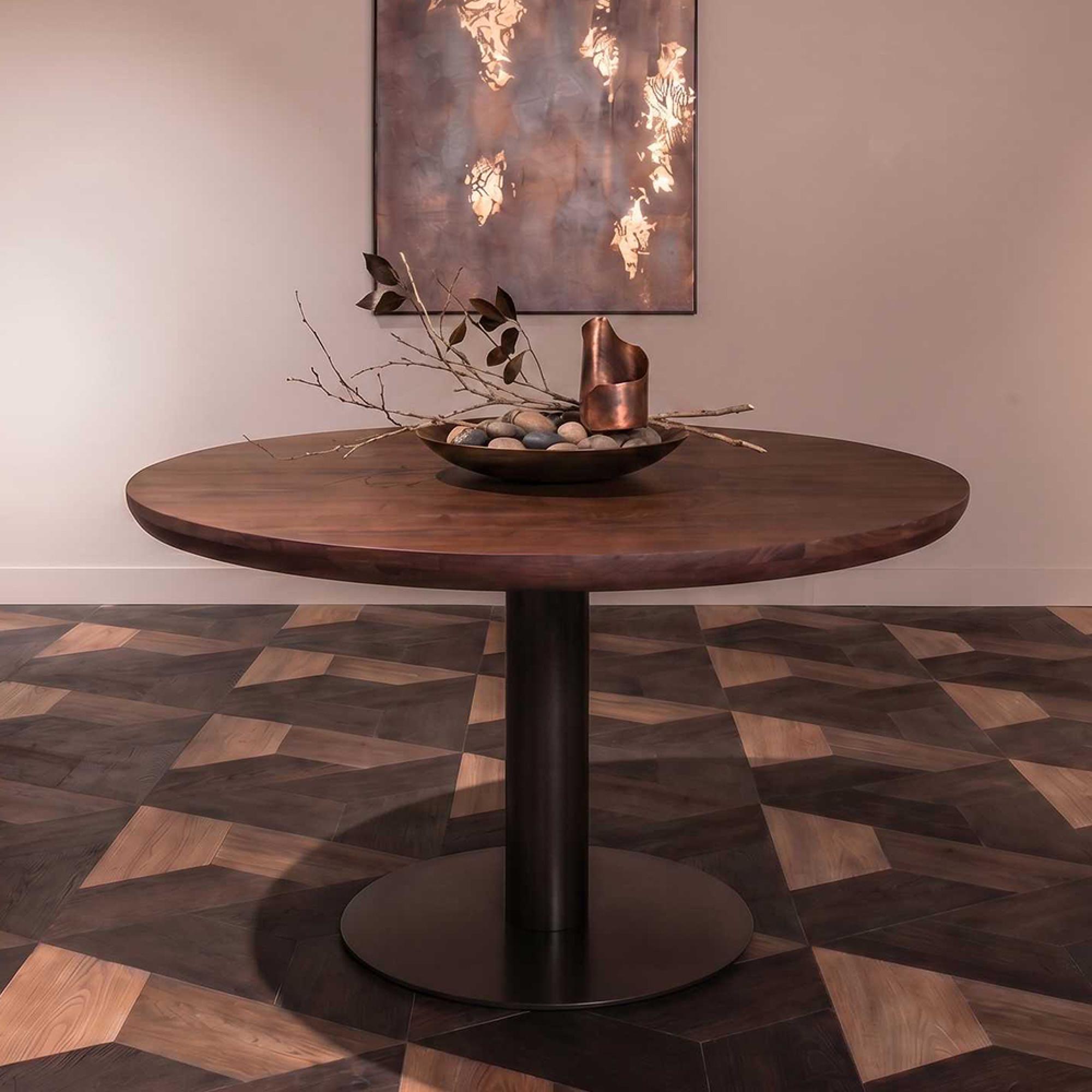 Baldwin Dining Table - 130cm - 4 Seater - Round - Pedestal - Mango Wood