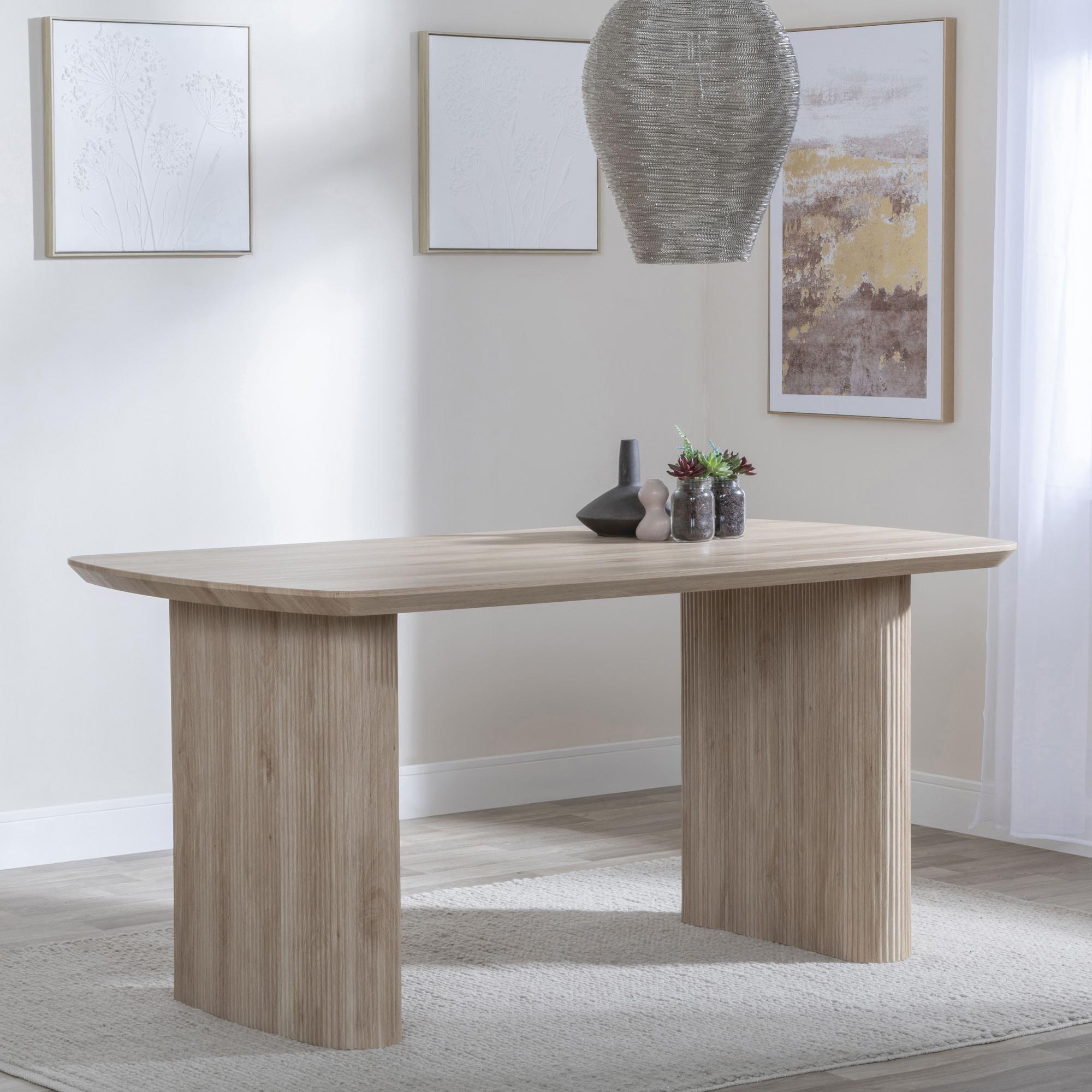 Bern Fluted Dining Table - 6 Seater - 160cm - Oak - Pedestal Base