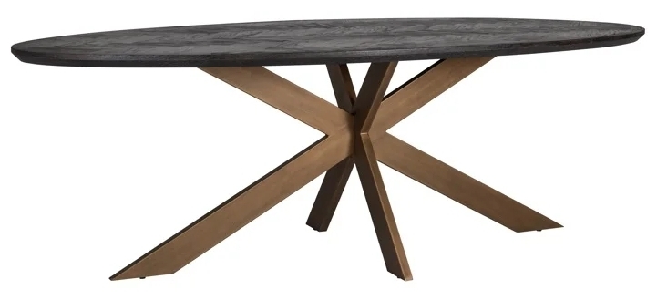 Blackbone Black and Brass 12 Seater Oval Dining Table with Spider Legs