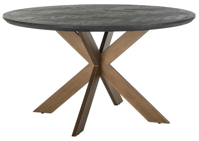 Blackbone Black and Brass 6 Seater Round Dining Table with Spider Legs
