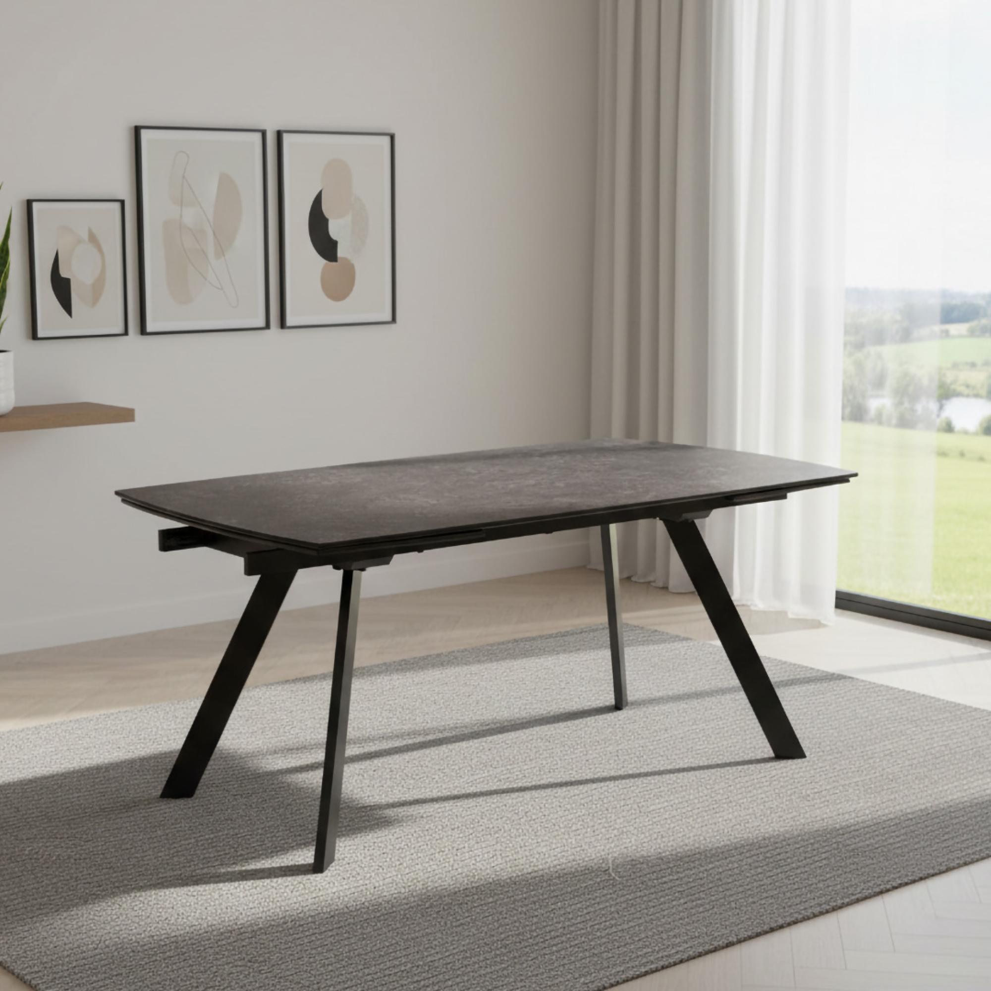 Blackburn Extending Dining Table - 6-10 Seater - 160cm-240cm - Black Ceramic