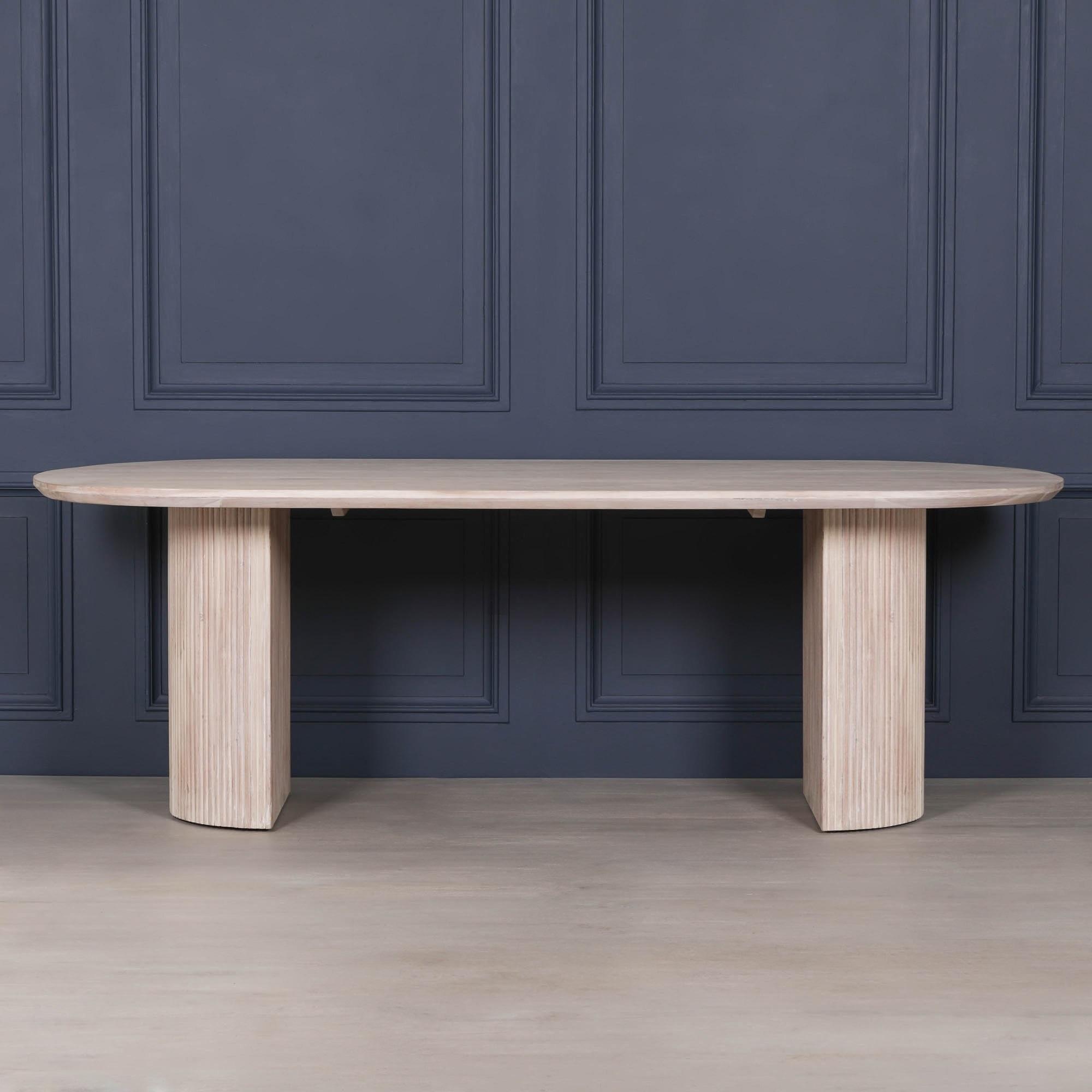 Blanche Acacia Wood Fluted Dining Table - Oval - 8 Seater - 230cm