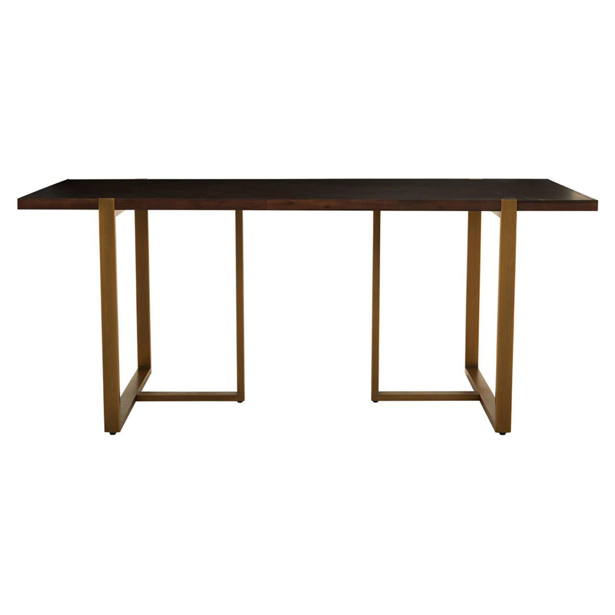 Brando Dining Table - 6 Seater - 180cm - Acacia Wood with Antique Brass Chevron Base