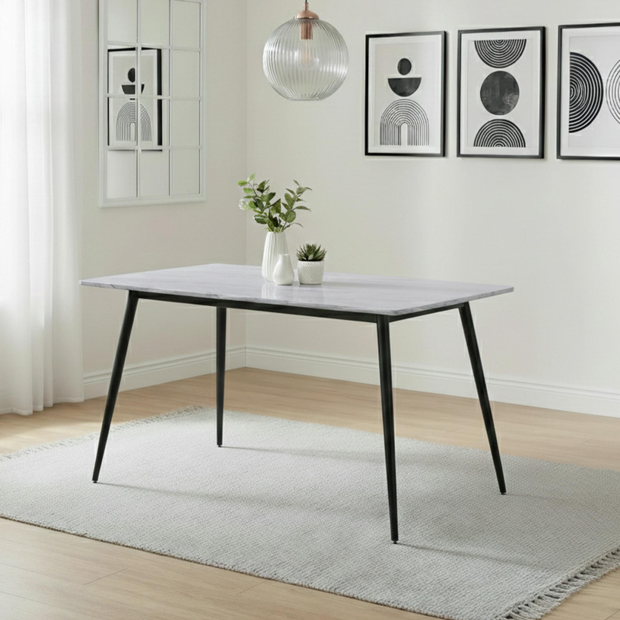 Breton Compact Dining Table - 4 Seater - 120cm - Grey Ceramic