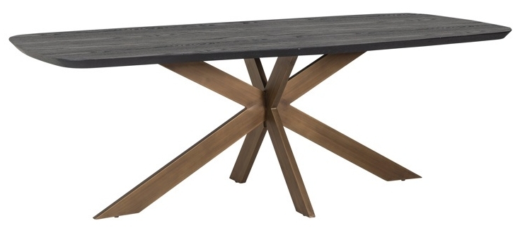 Cambon Dark Oak and Brass 8 Seater Dining Table with Spider Legs