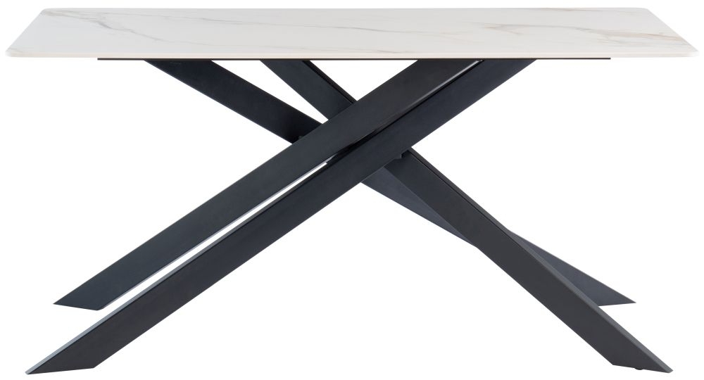 Camilla Dining Table - 6 Seater - 160cm - White and Kass Gold Sintered Stone