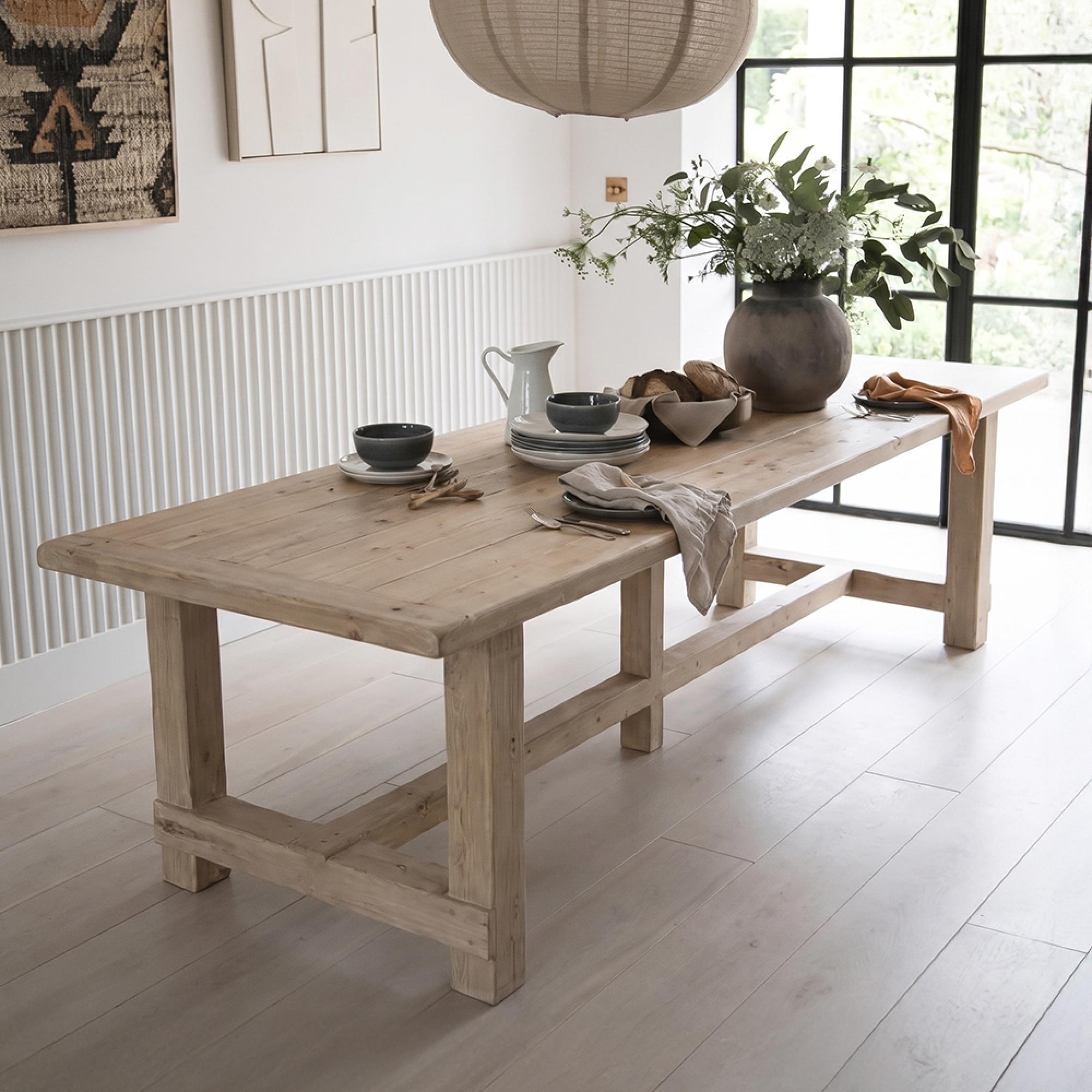 Carbon Dining Table - 240cm - 10 Seater - Natural - Pine Wood