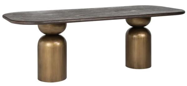 Cavo Acacia Wood 8 Seater Dining Table with Brushed Gold Pedestal Base