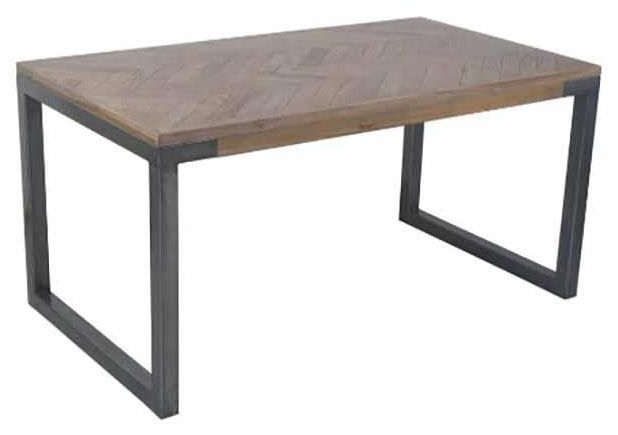 Chevron Dining Table - 4 Seater - 140cm - Mango Wood - Brushed Gunmetal Base