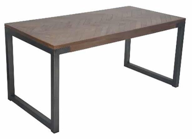 Chevron Dining Table - 6 Seater - 160cm - Mango Wood - Brushed Gunmetal Base