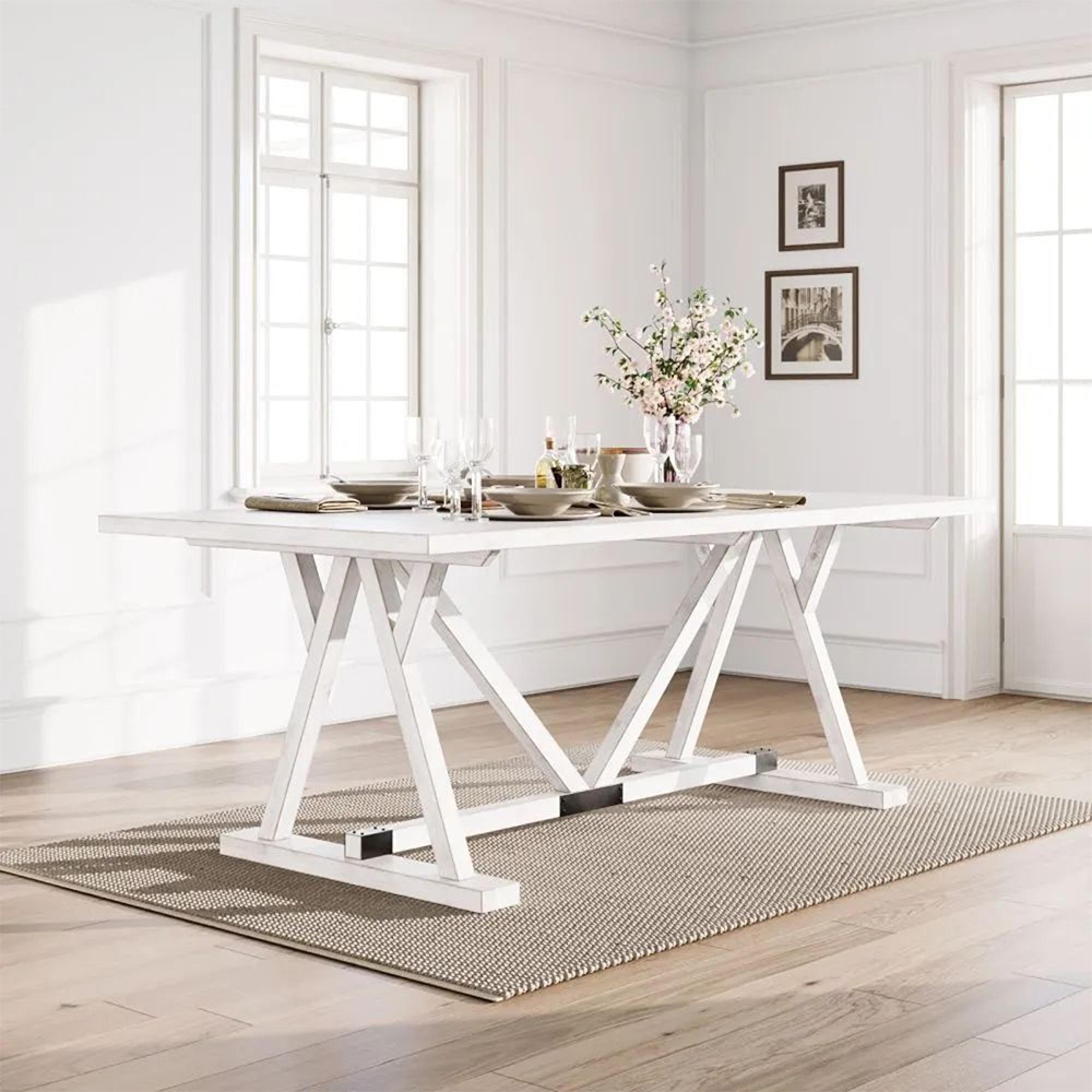 Clearance - Farmhouse Dining Table - 8 Seater - 203cm - White Mango Wood - Brand New Item