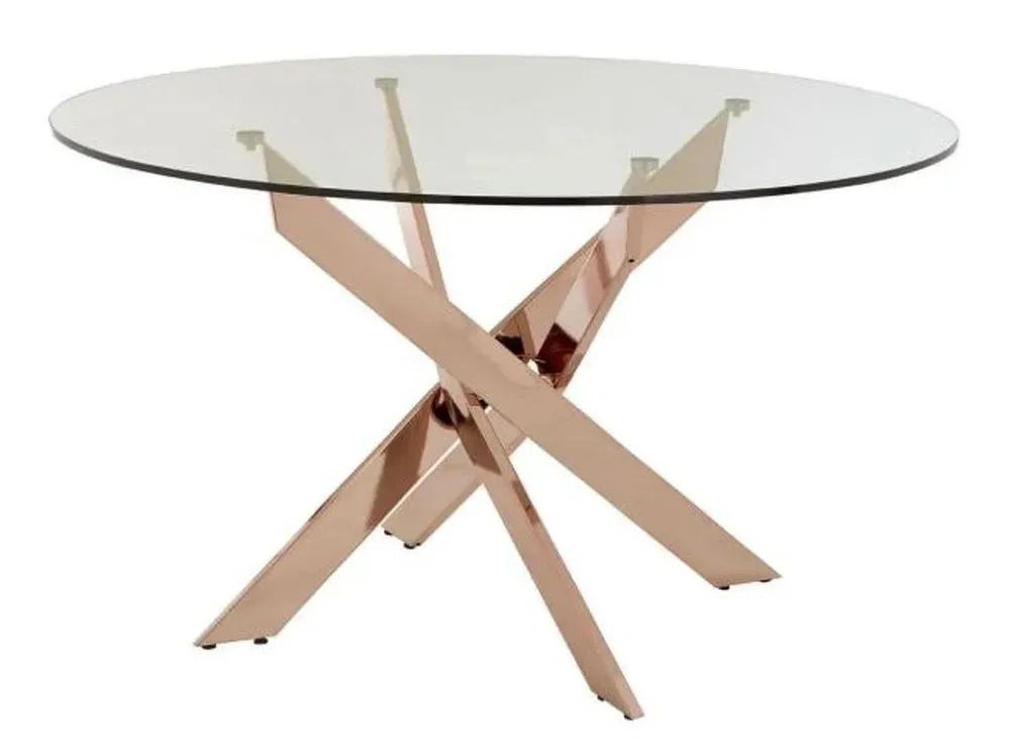 Clearance - Allure Round Dining Table - 4 Seater - 130cm - Rose Gold Glass - FSS15472