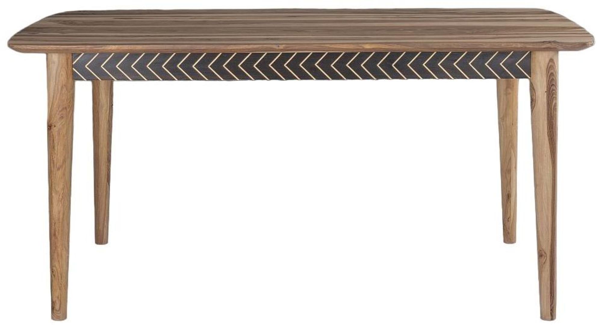 Clearance - Luxuria Sheesham Wood 6 Seater Dining Table with Black Geometric Trim