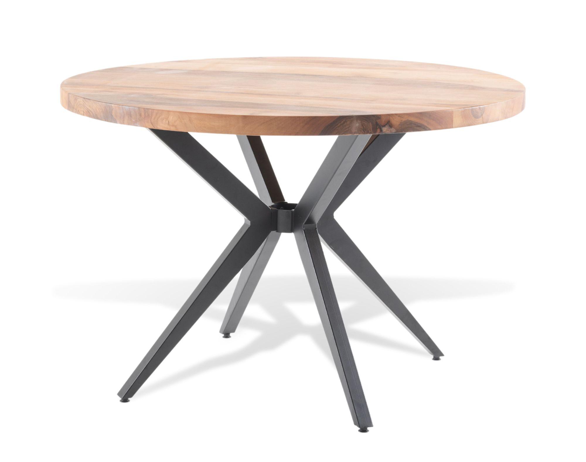 Clearance - Merino Round Dining Table - 4 Seater - 120cm - Industrial Acacia Wood - Brand New Item
