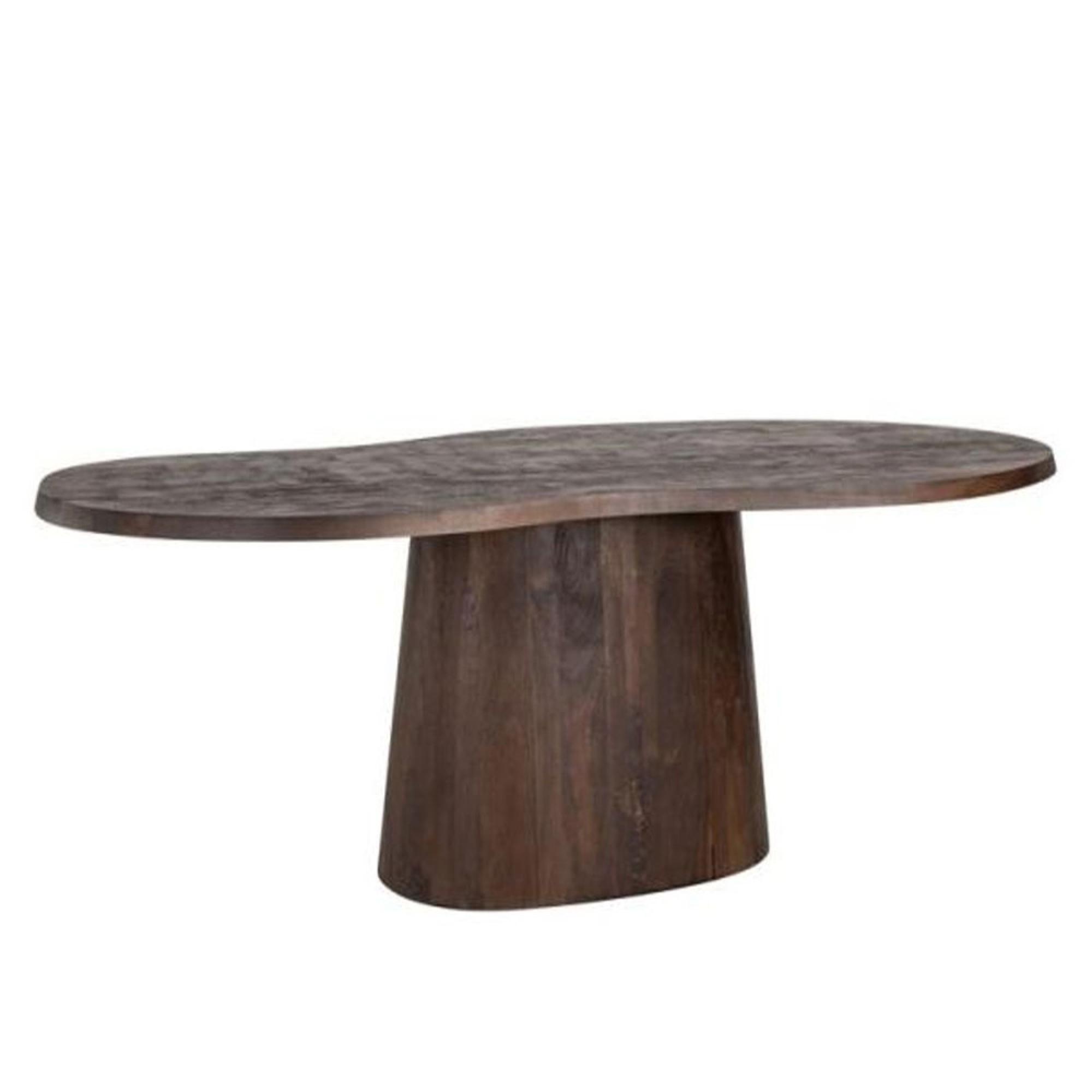 Clearance - Odile Pedestal Dining Table - 8 Seater - Dark Wood Abstract Shape - A477