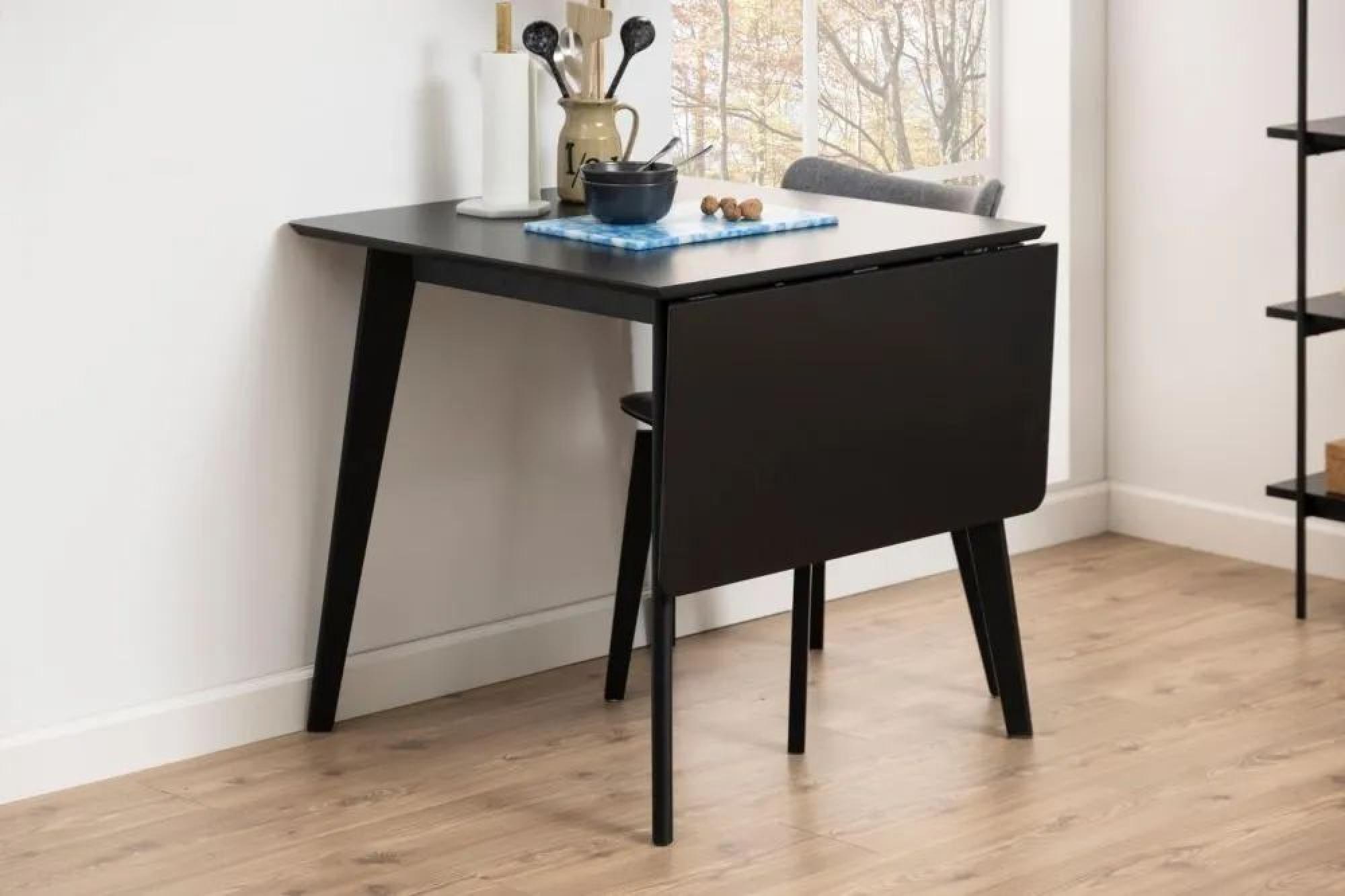 Clearance - Roxby Drop Leaf Dining Table - 2-4 Seater - 80cm-120cm - Black - FSS15961