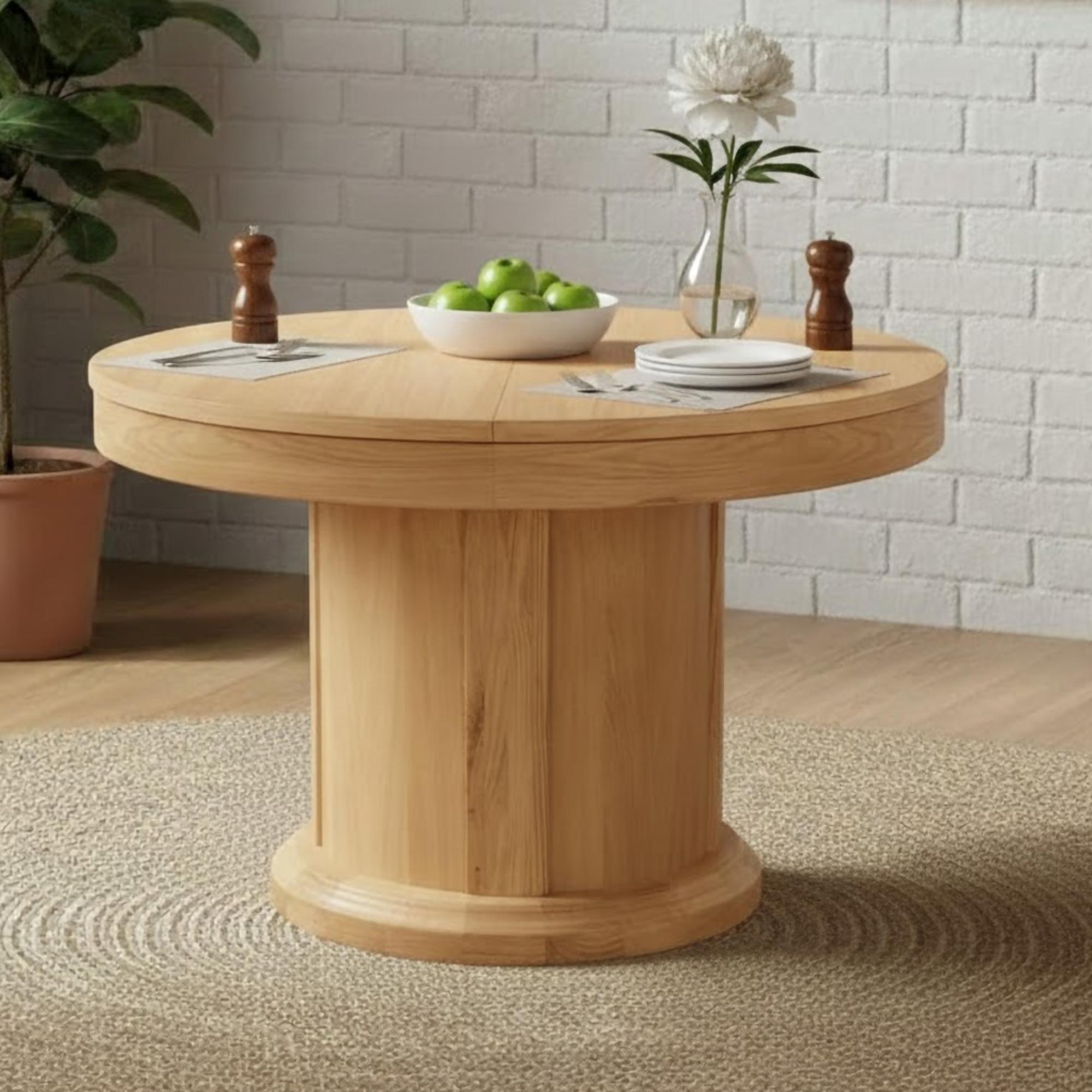 Sorento Round Extending Dining Table - 4 Seater - 120cm-170cm - Oak