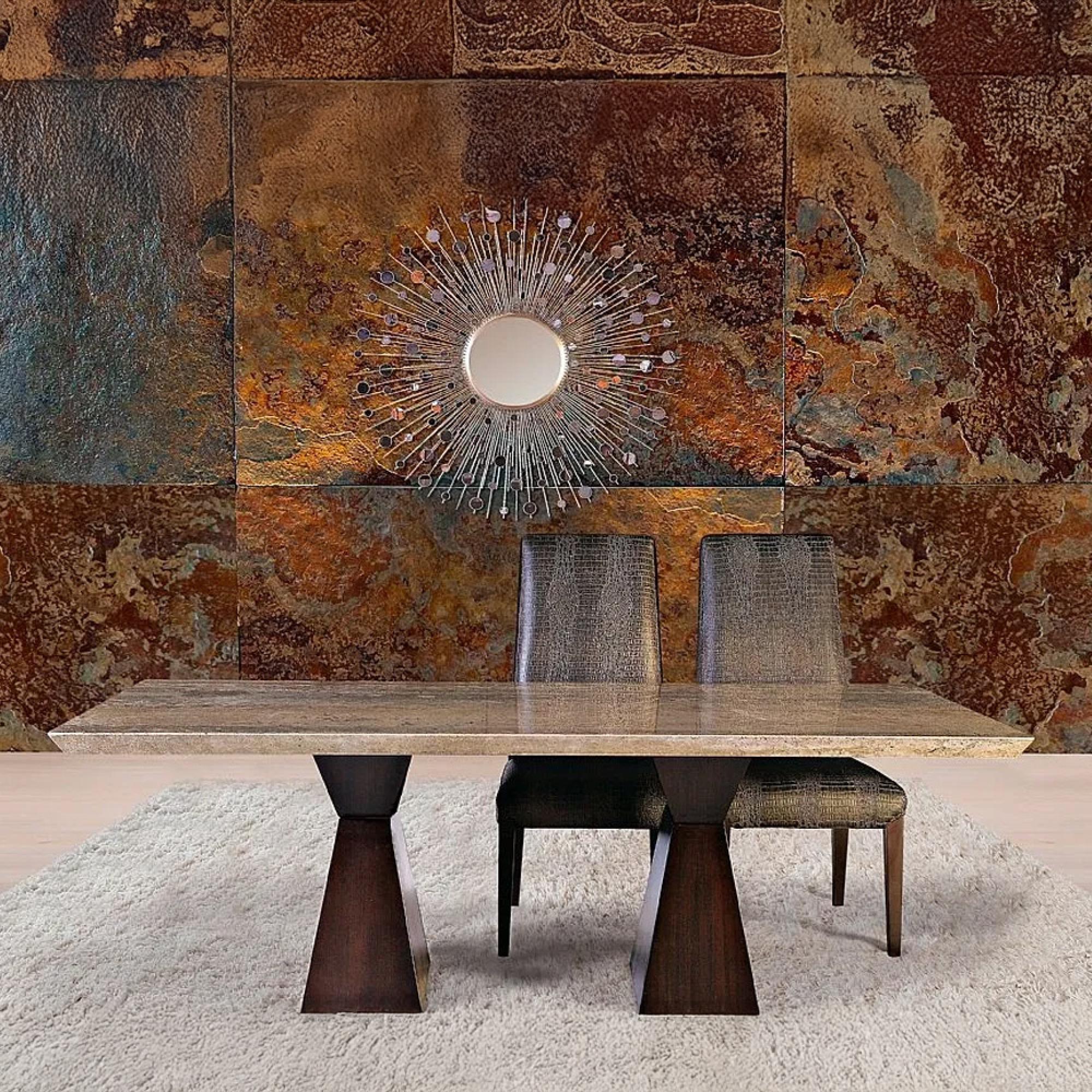 Clepsy Dining Table - Marble with Wooden Pedestal Base - Variation Available