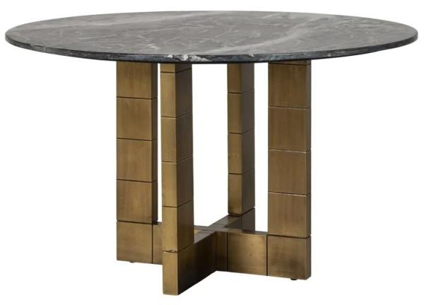 Collada Black Marble and Gold 4 Seater Round Pedestal Dining Table