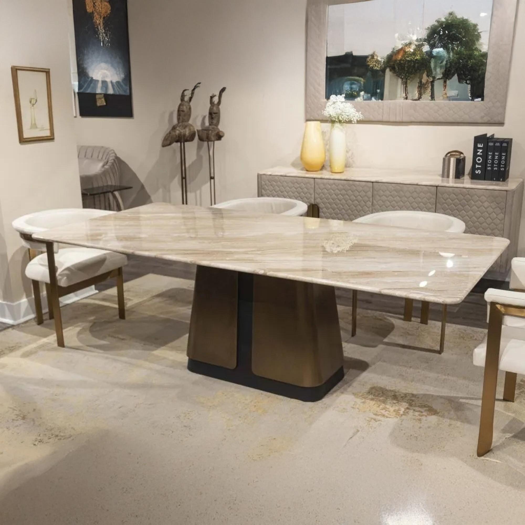Compass Dining Table - Pedestal - Marble - Variation Available