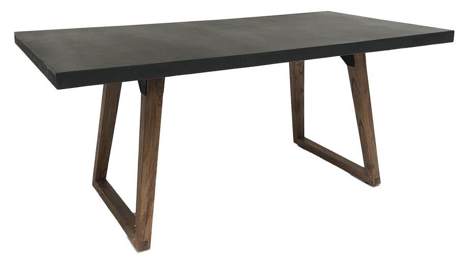 Concrete Top Dining Table - 6 Seater - 180cm - Black