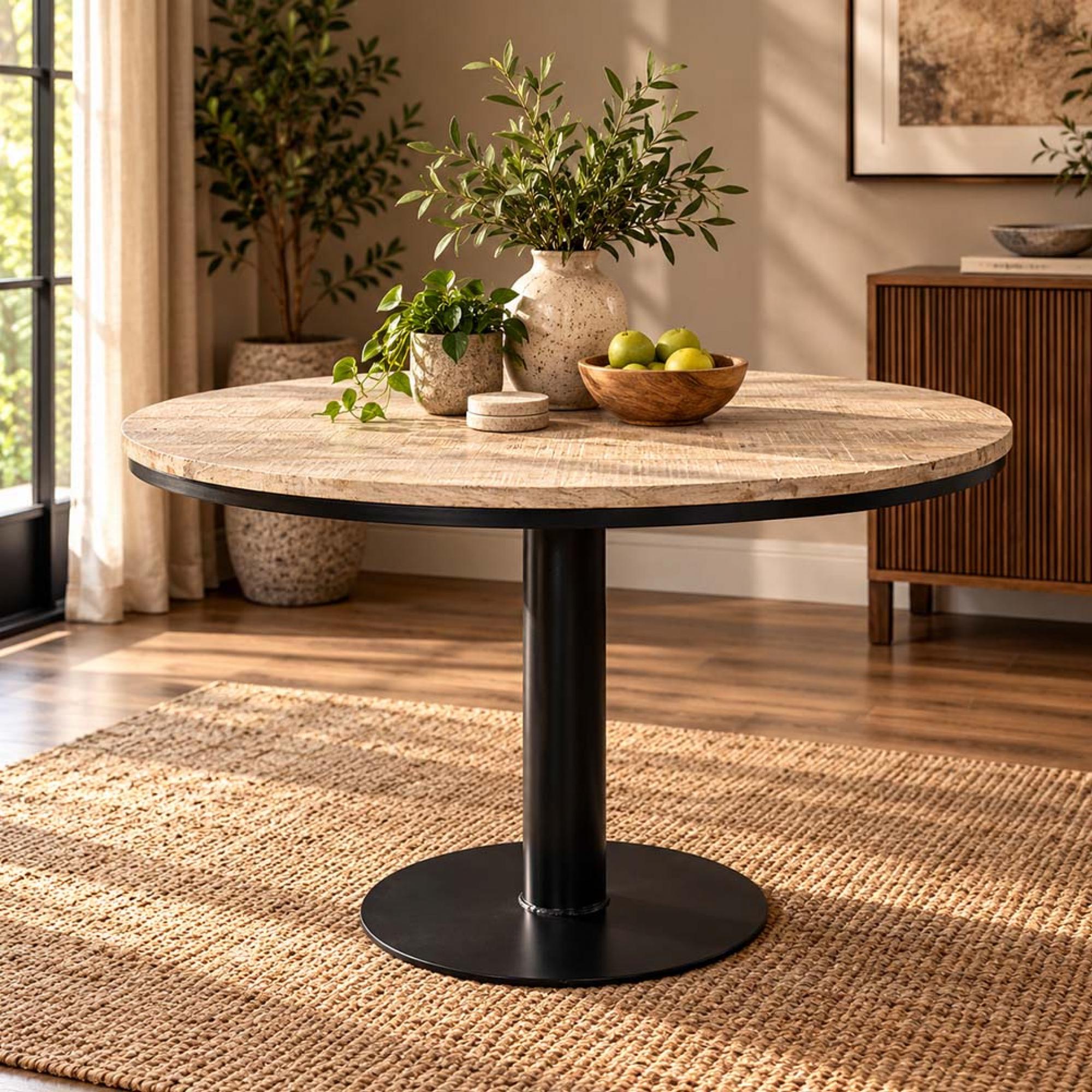 Wooden 4 Seater 107cm Round Dining Table