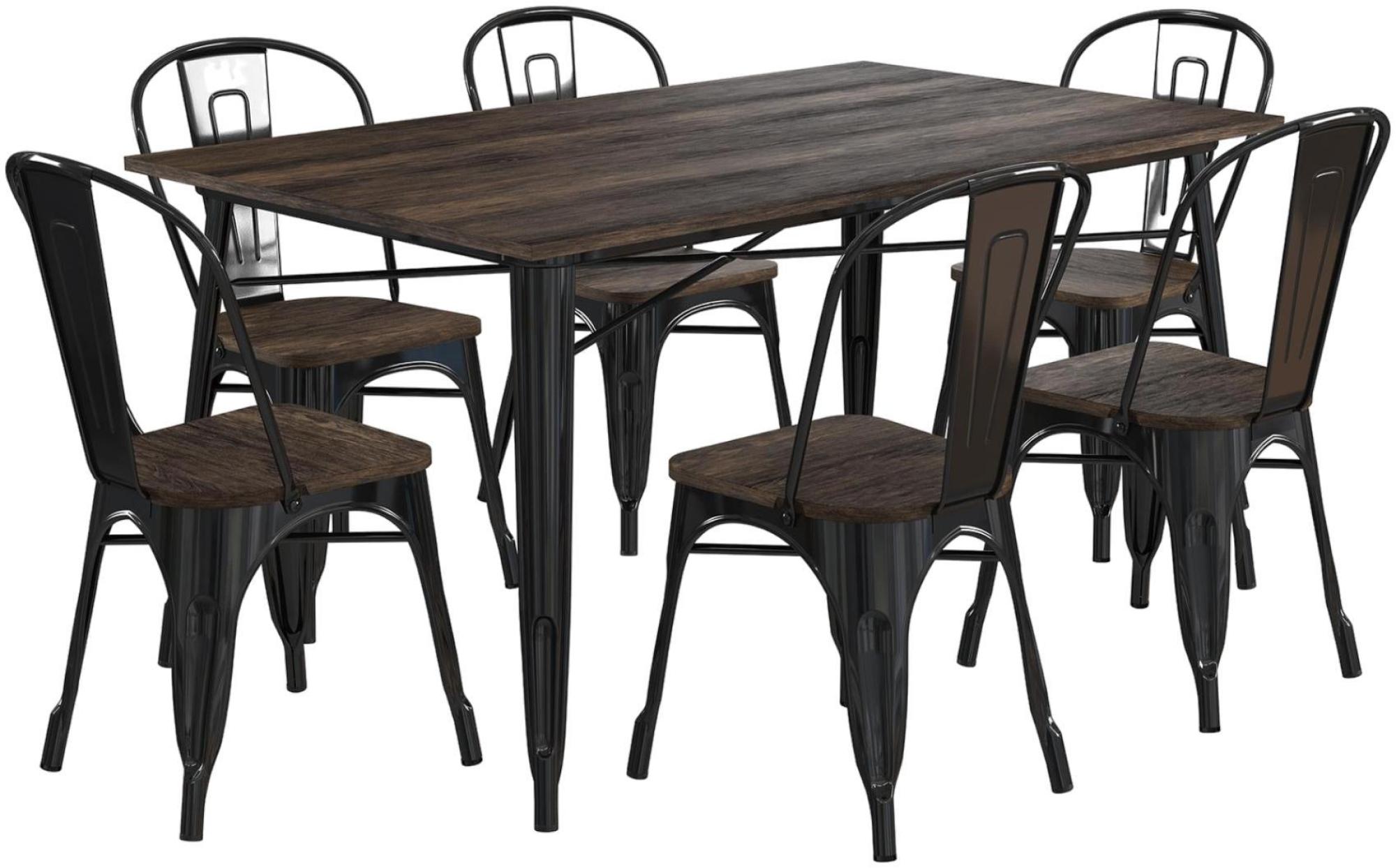 Elmwood Frio Dining Table - 6 Seater - 150cm - Black - 2139059UK