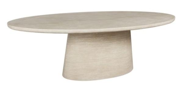 Fictus Travertine Beige 10 Seater Oval Pedestal Dining Table