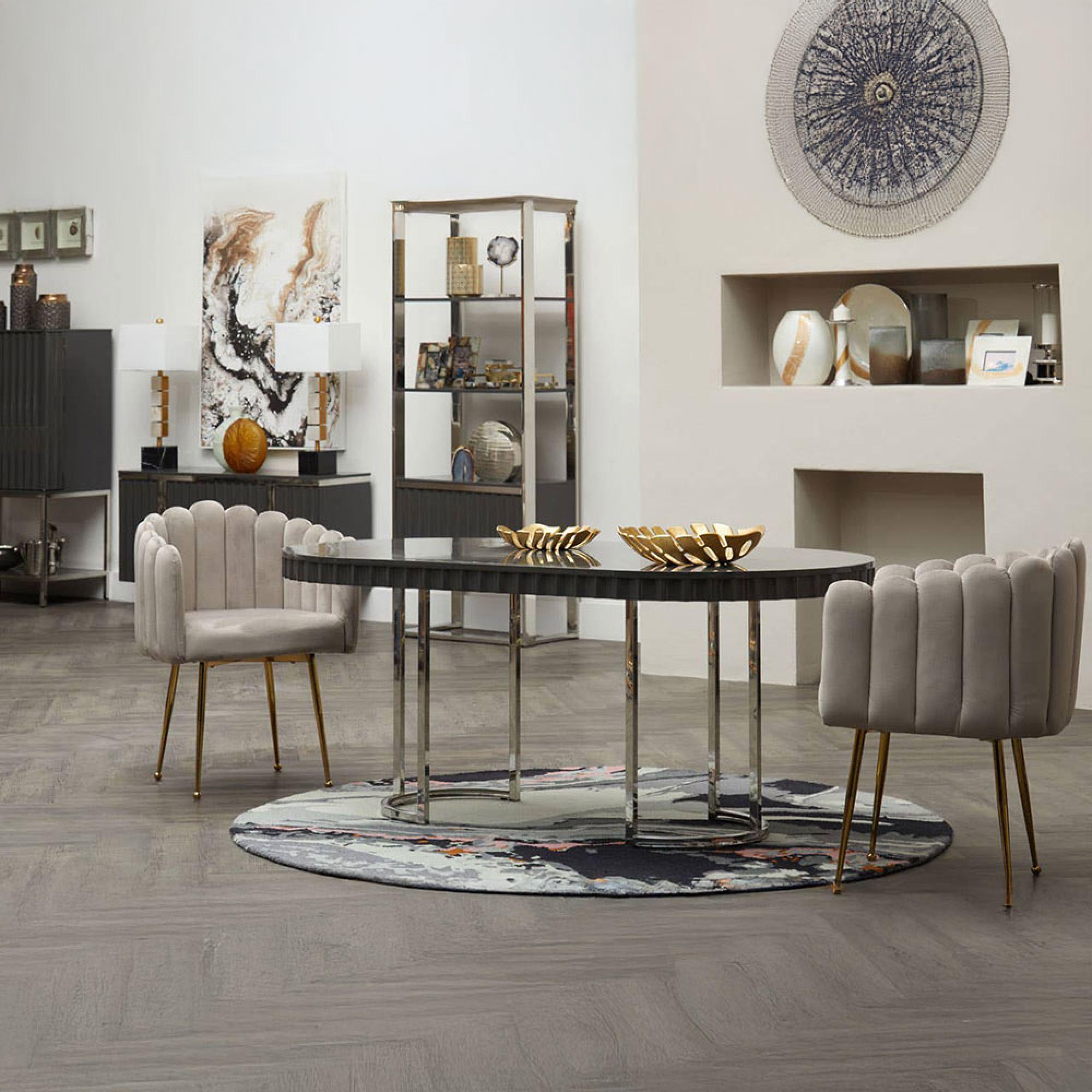 Genoa Dining Table - 6 Seater - 180cm - Oval - Grey High Gloss